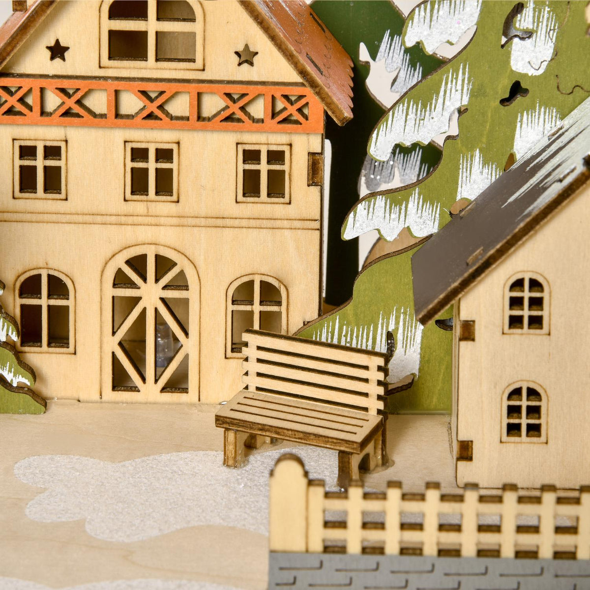 Adventskalender met LED-verlichting, 24 vulbare laden, 45x13x43 cm