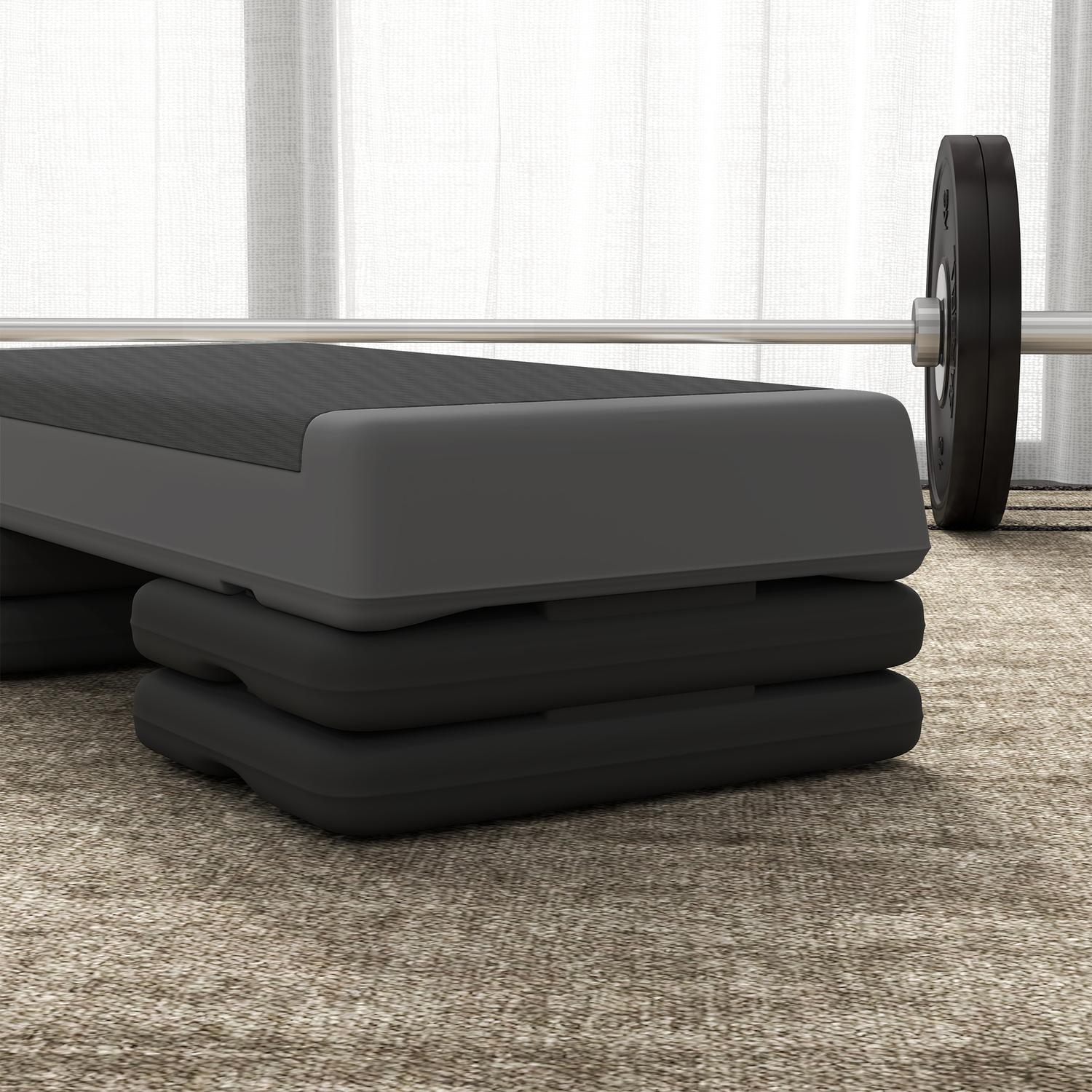 Step aerobico, altezza regolabile, antiscivolo, grigio
