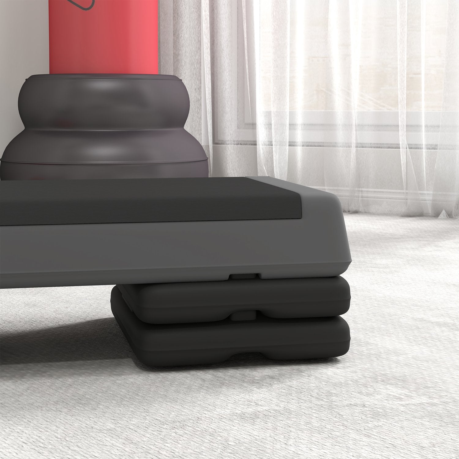Step aerobico, altezza regolabile, antiscivolo, grigio