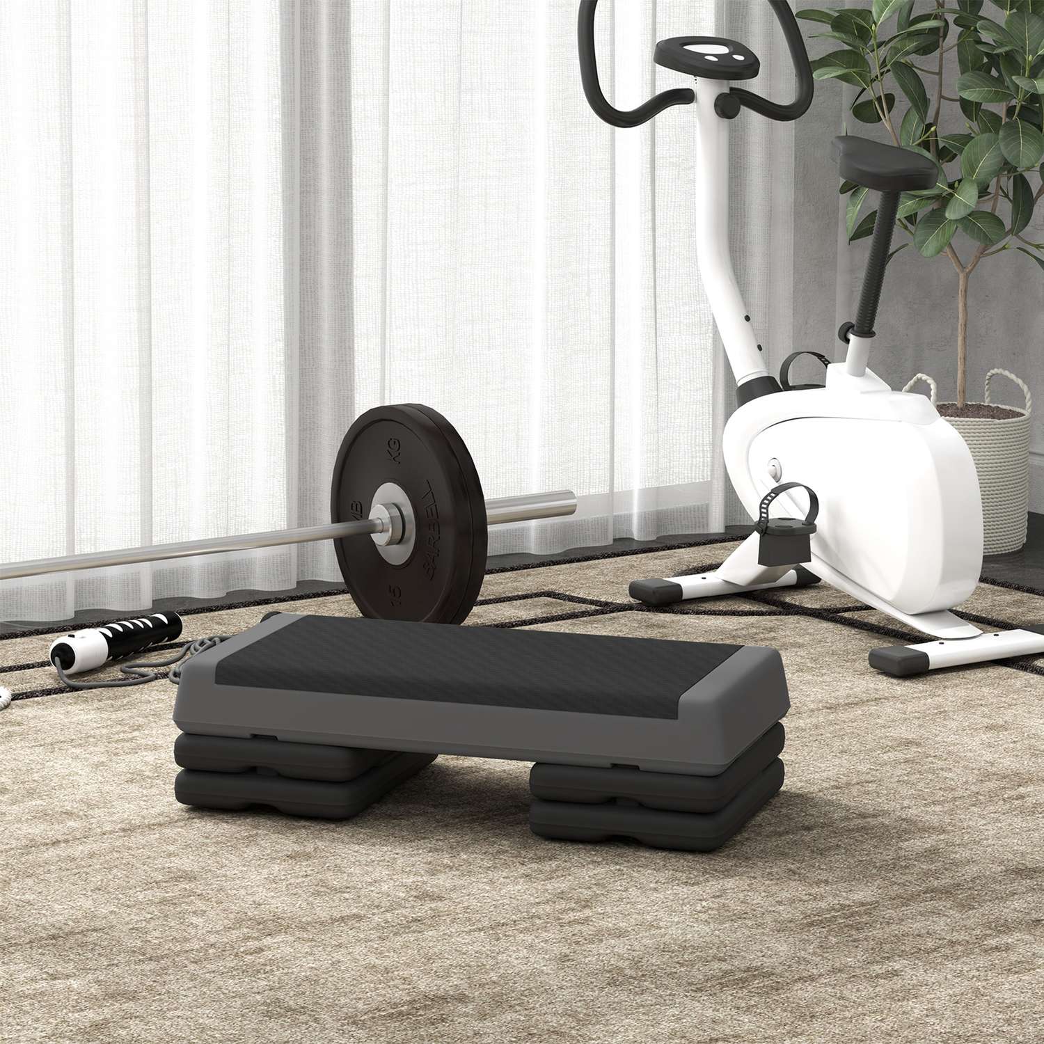 Step aerobico, altezza regolabile, antiscivolo, grigio