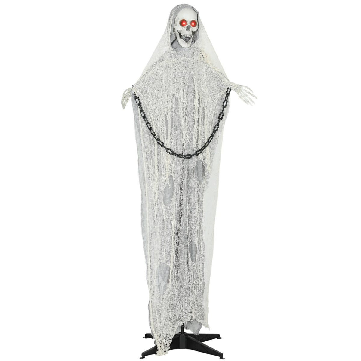 Bewegende Magere Hein-halloweendecoratie, 183 cm, lichtgevende ogen