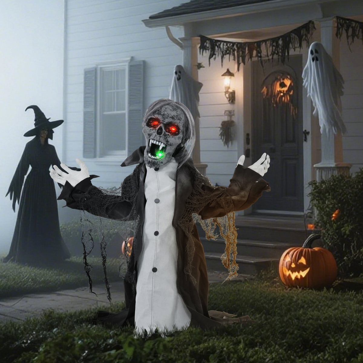Geanimeerd Halloween-zombieskelet met bewegende armen