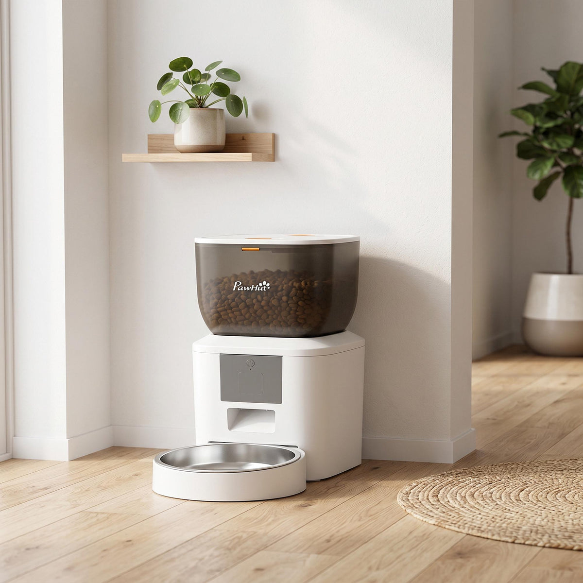 Automatische kattenvoerautomaat, 4 l, bediening via wifi-app en spraakbesturing
