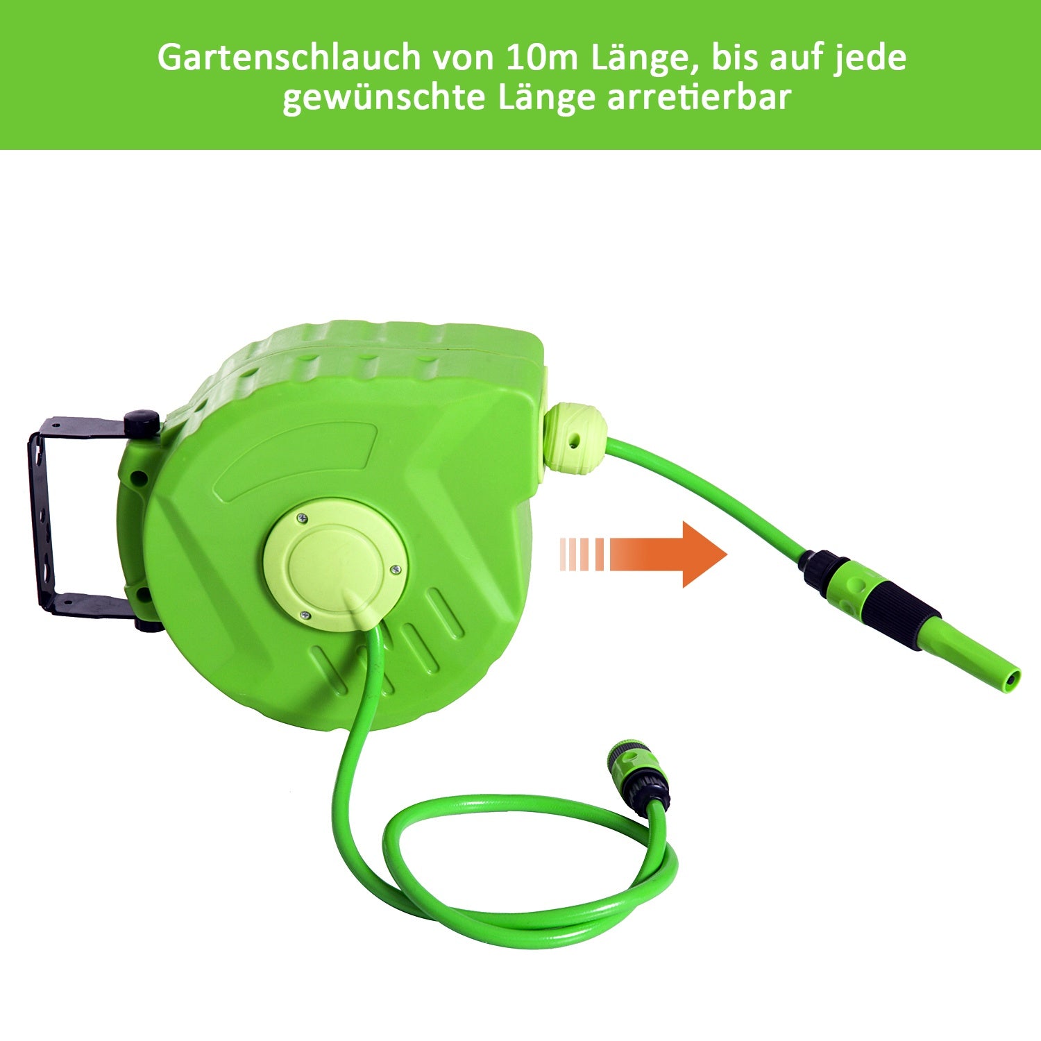 Automatische luchtslanghaspel, 11M, 180° draaibaar, groen