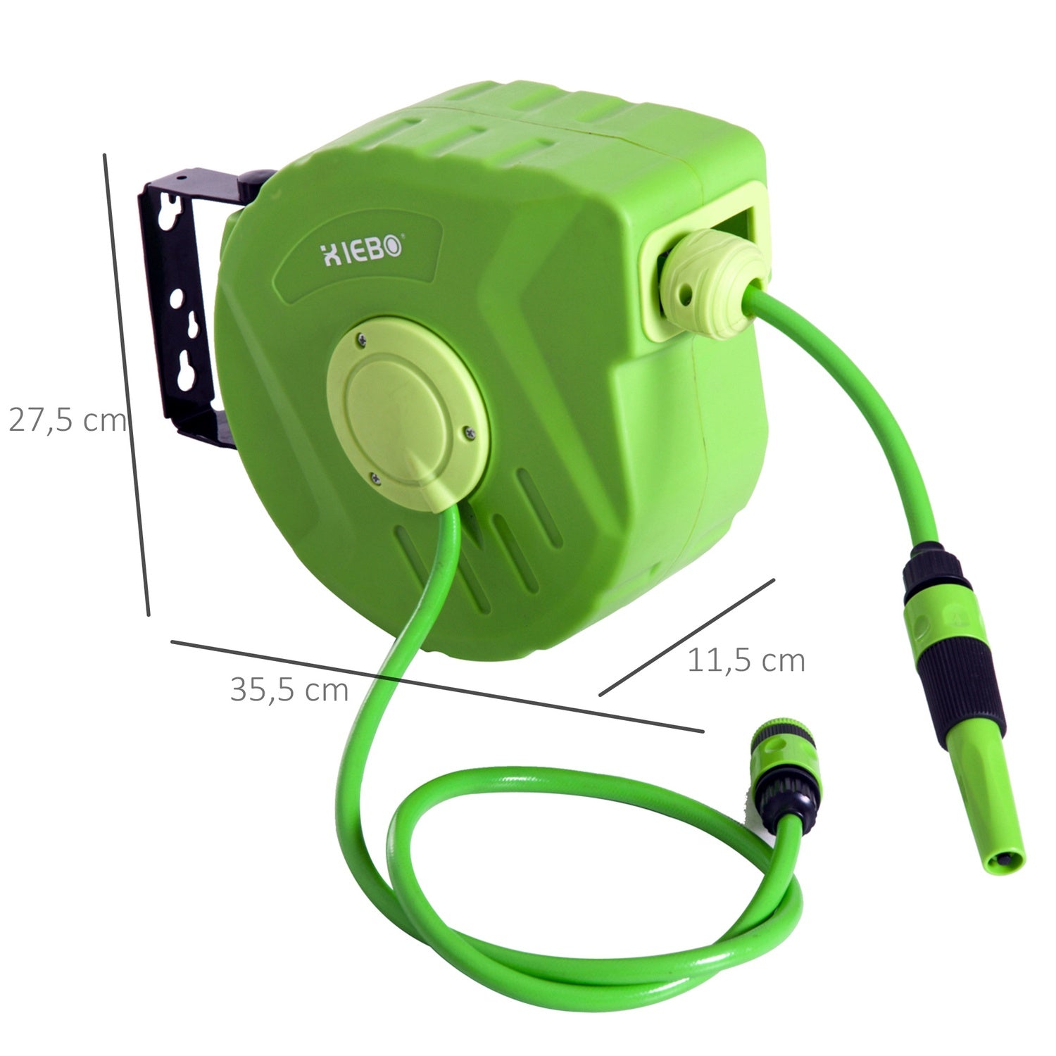 Automatische luchtslanghaspel, 11M, 180° draaibaar, groen