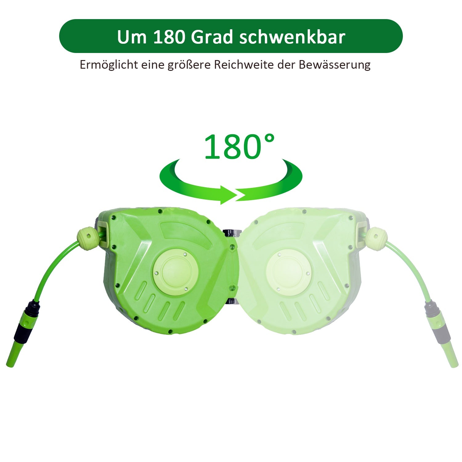 Automatische luchtslanghaspel, 11M, 180° draaibaar, groen