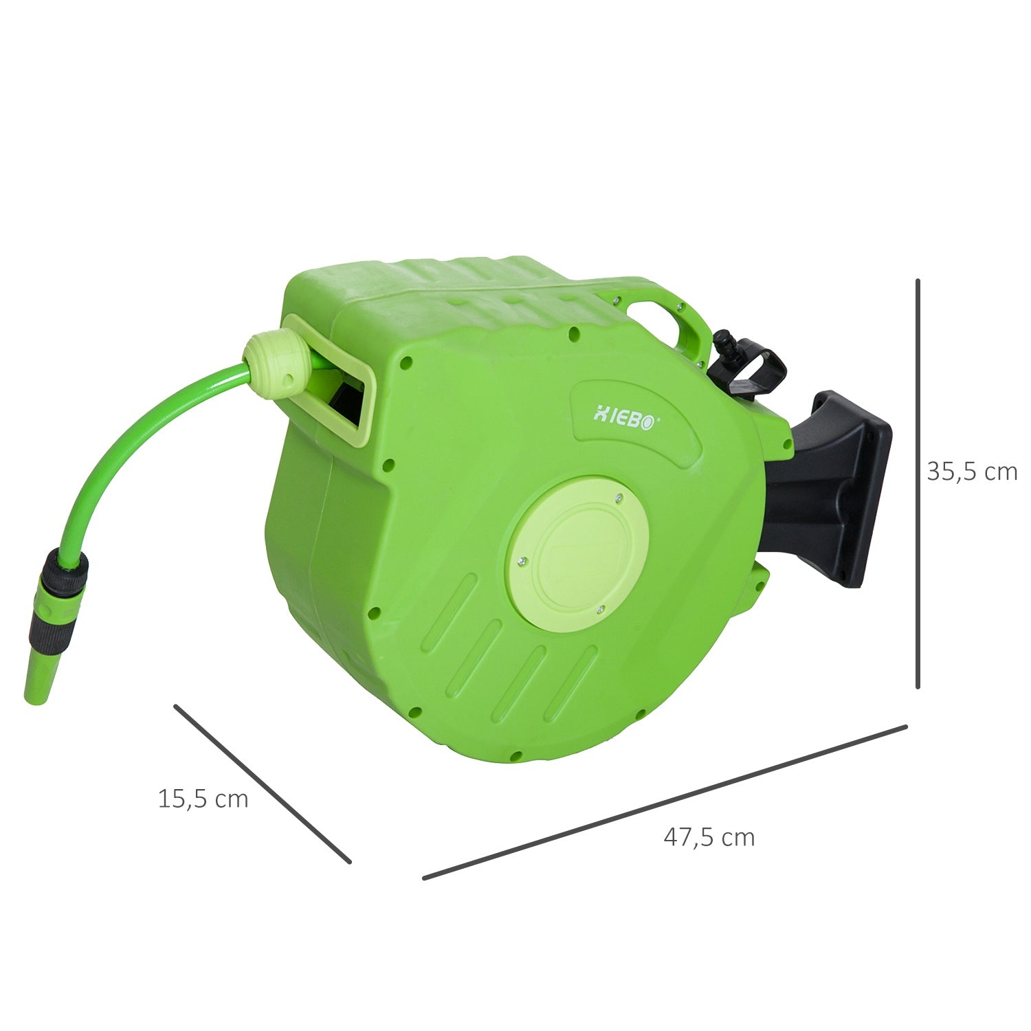 Automatische slanghaspel 15M - Zwenkbaar, groen, voor lucht & tuinieren