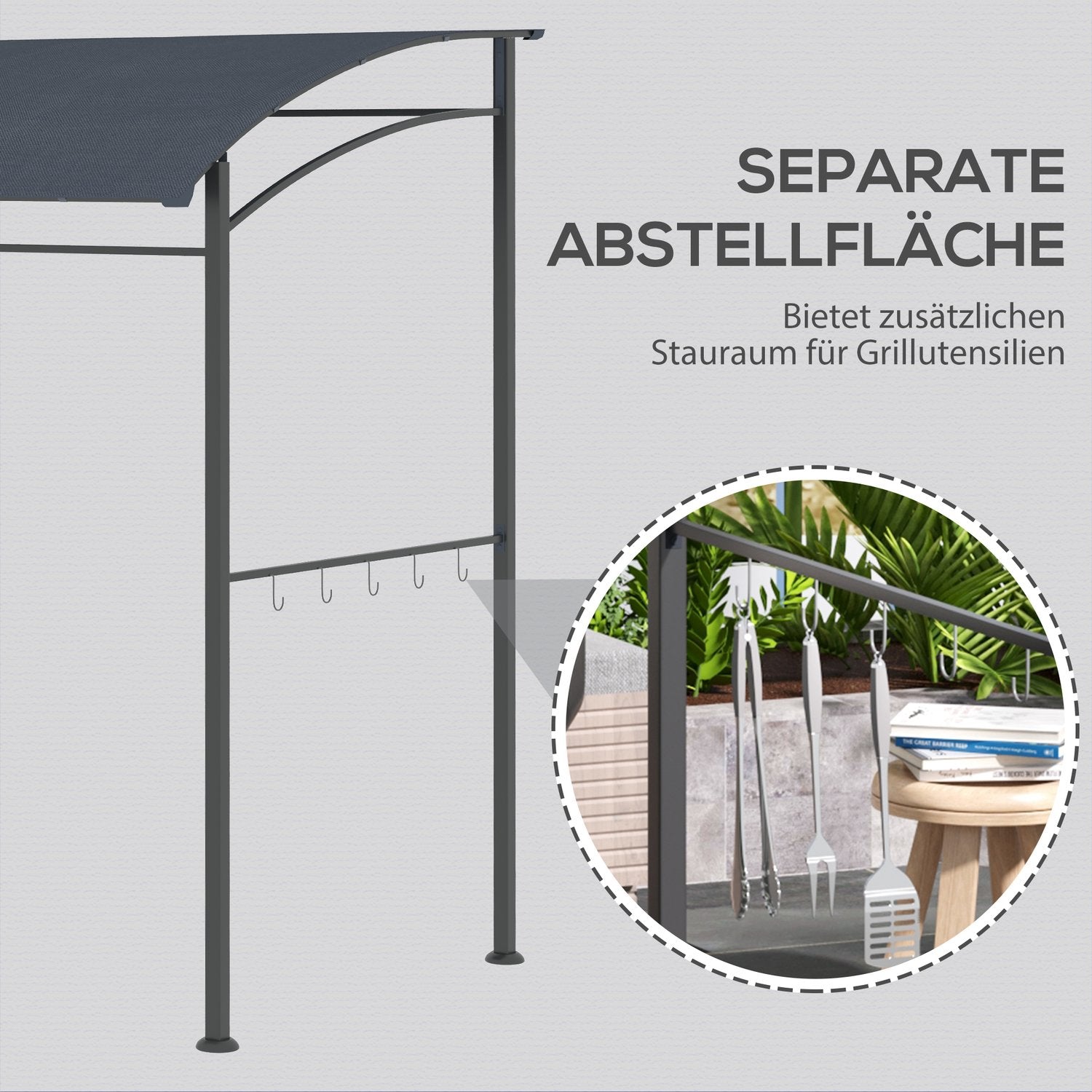BBQ Pavillon Grillzelt, Wasserdicht UV-beständig, Grau