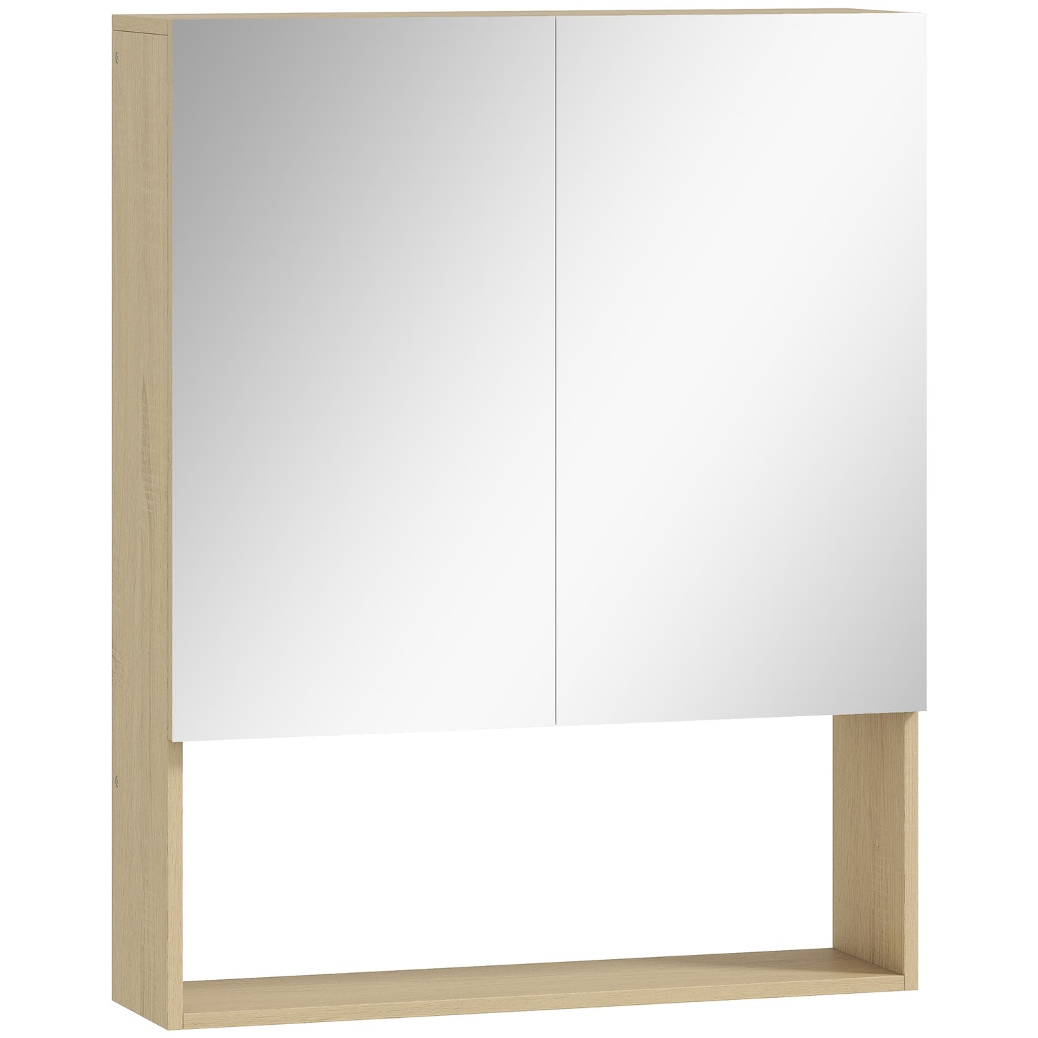 Badkamerkast met spiegeldeuren, wandmontage, eikenafwerking