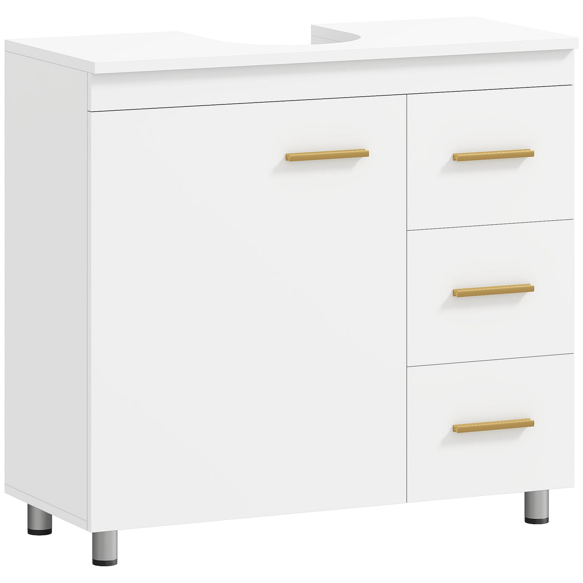 Badkamerkastje voor onder de wastafel, wit MDF, softclose-scharnieren