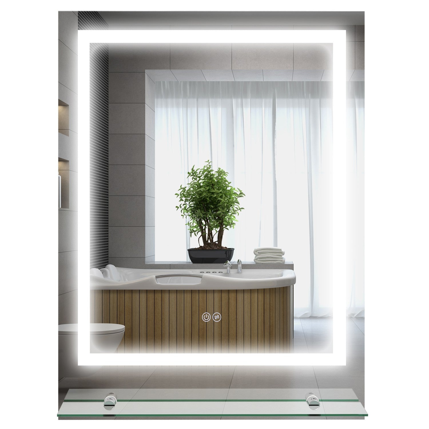 Badkamerspiegel met verlichting en anti-condens, 70 x 50 cm