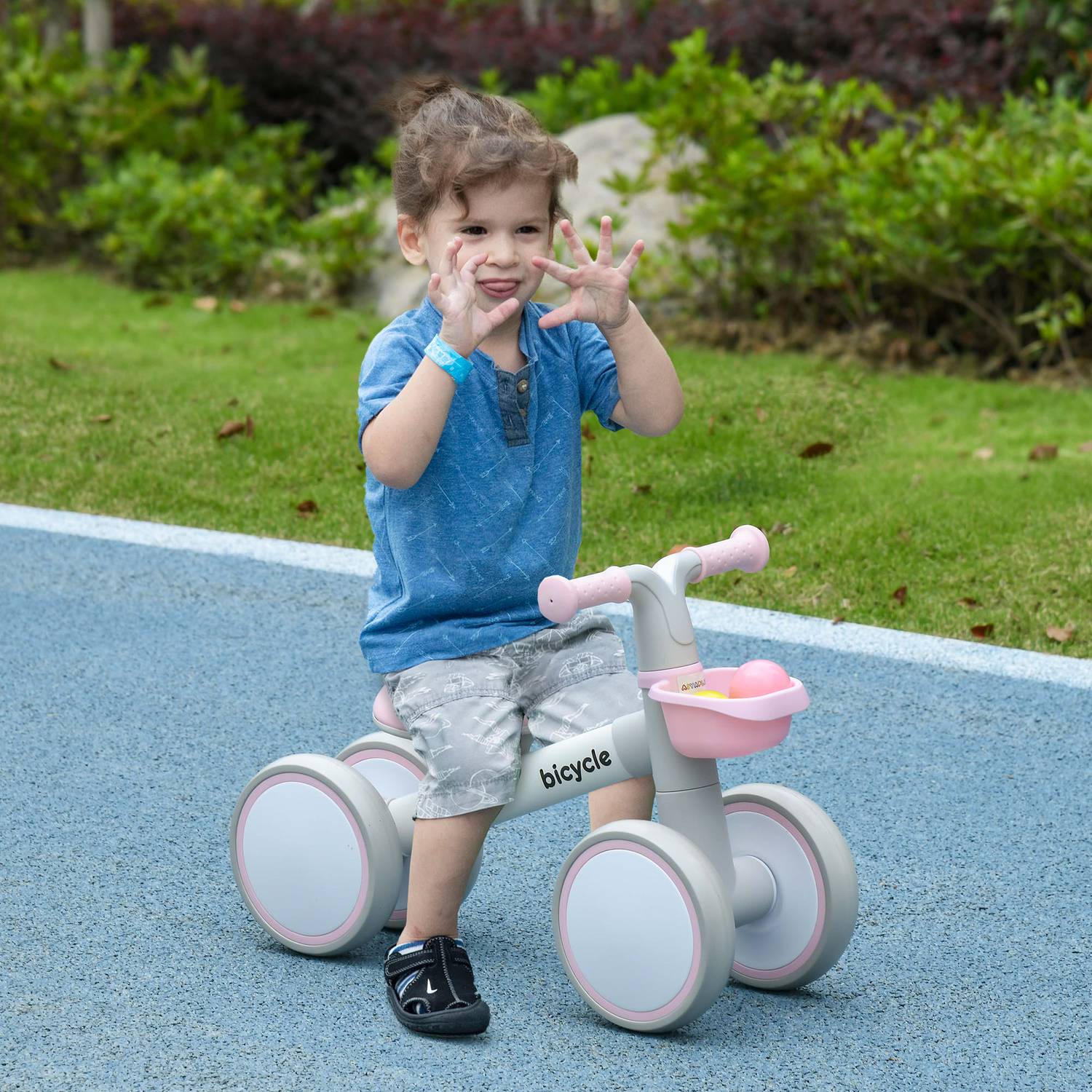 Loopfiets voor peuters, Roze/Wit, TPU-wielen zonder schroeven