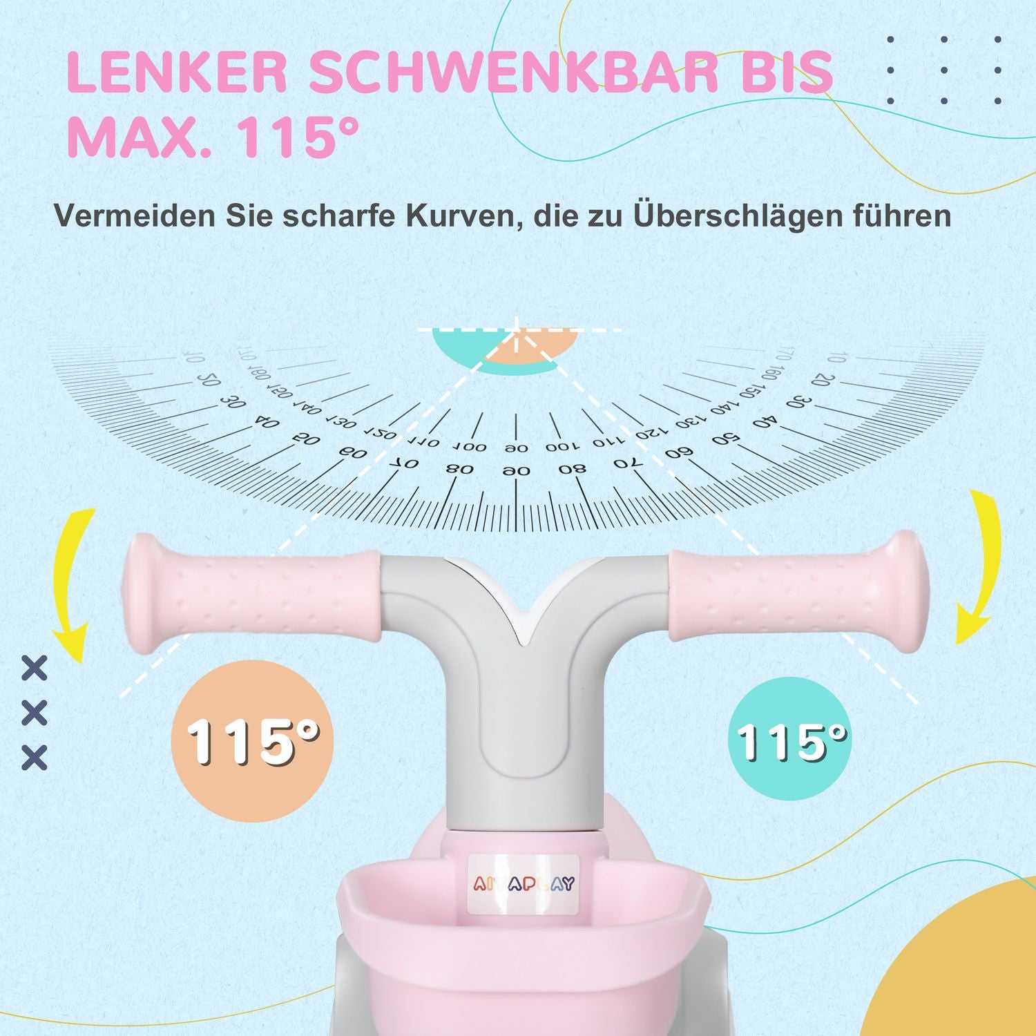Loopfiets voor peuters, Roze/Wit, TPU-wielen zonder schroeven