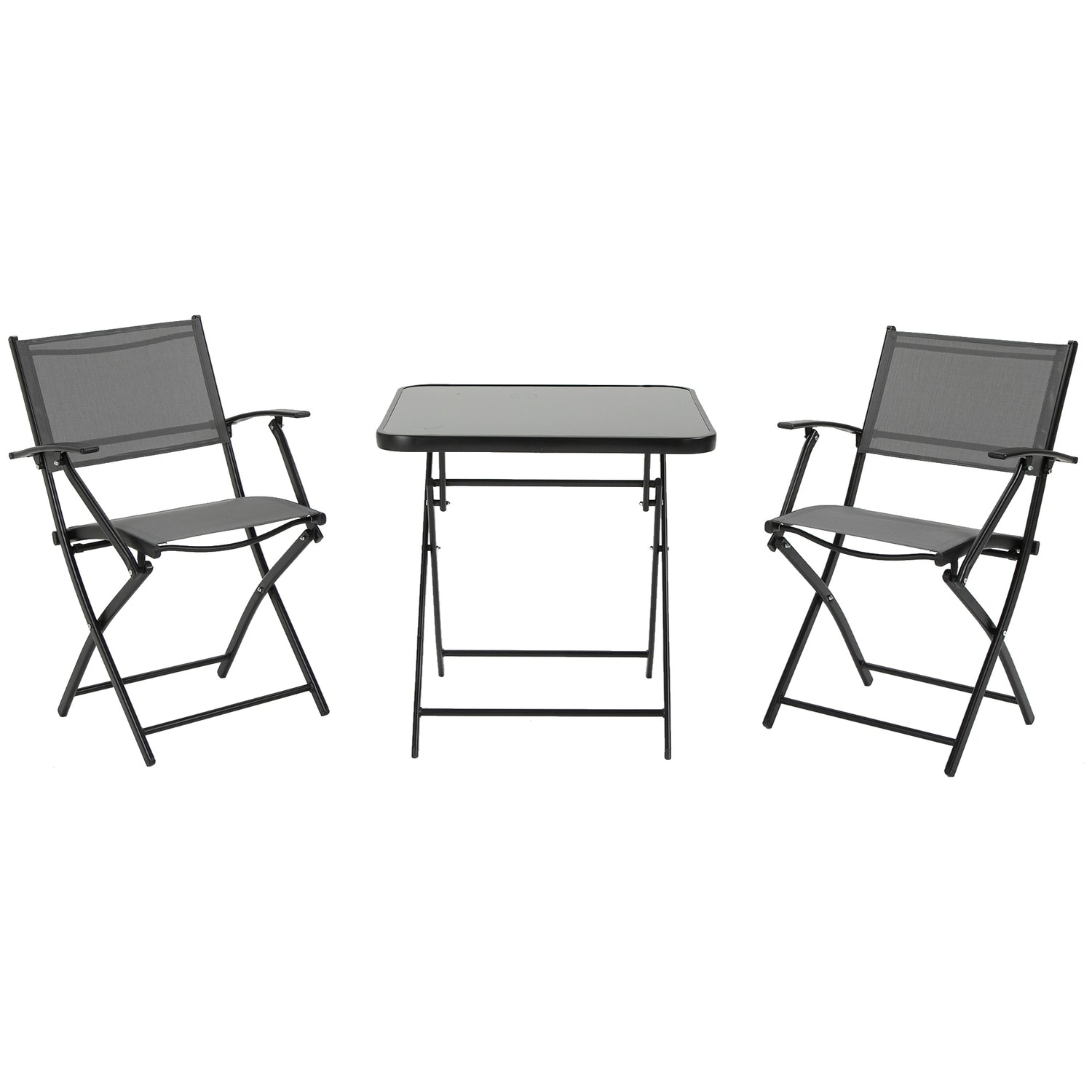 Balkon opvouwbare set – 2 stoelen & tafel, metaalgaas