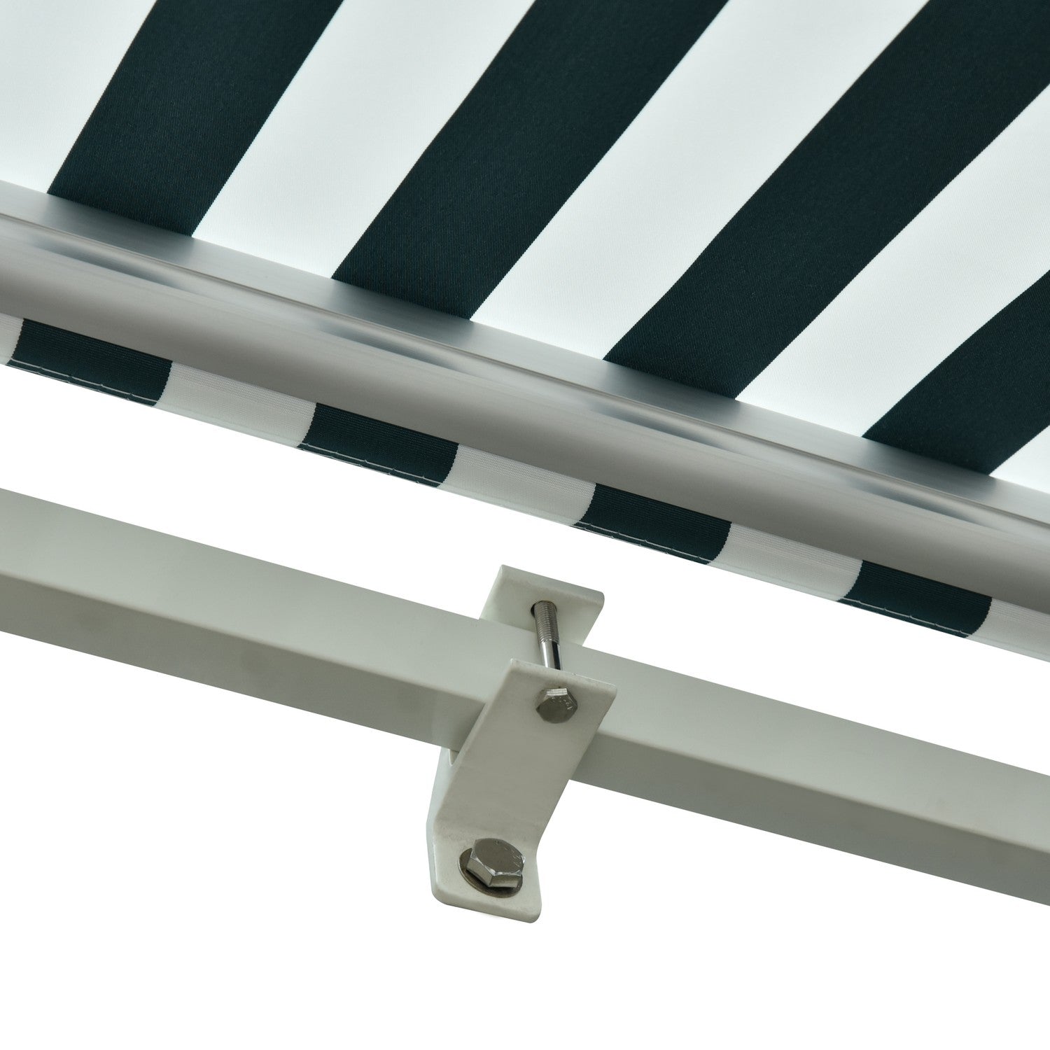 Balkon knikarmscherm – 3x2,5M, Zonwering, Groen/Wit
