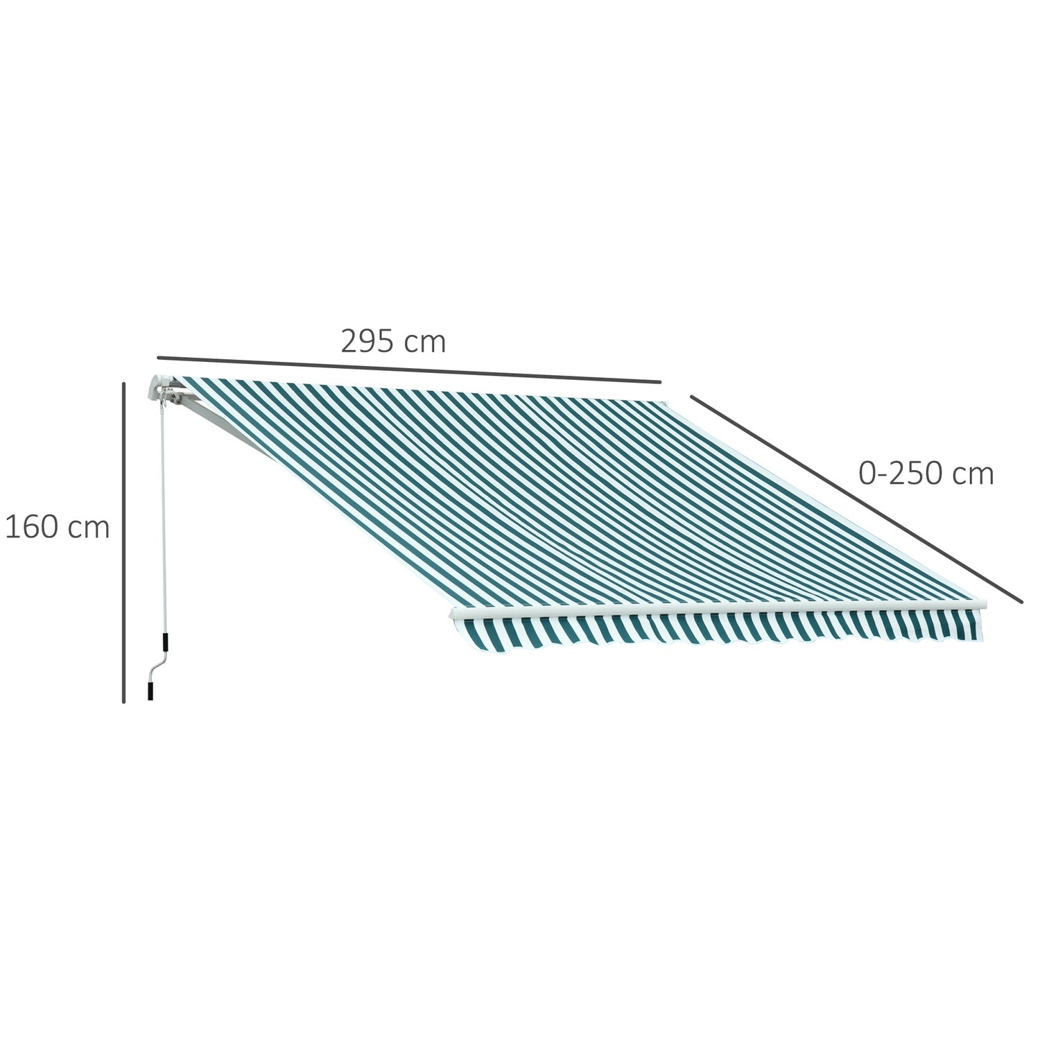 Balkon knikarmscherm – 3x2,5M, Zonwering, Groen/Wit