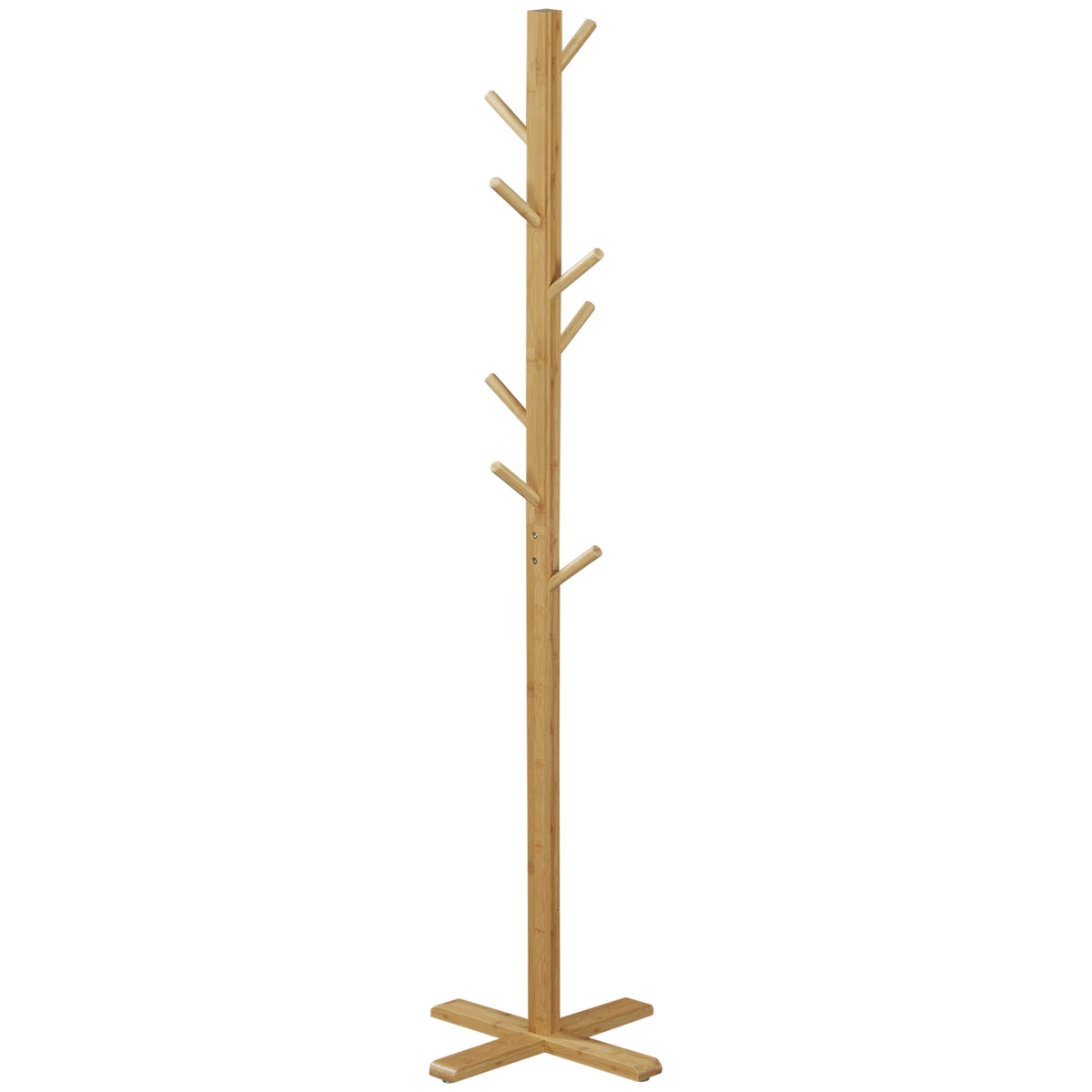 Bamboe kledingrek met 8 haken, natuurlijke afwerking, 49,5x178 cm