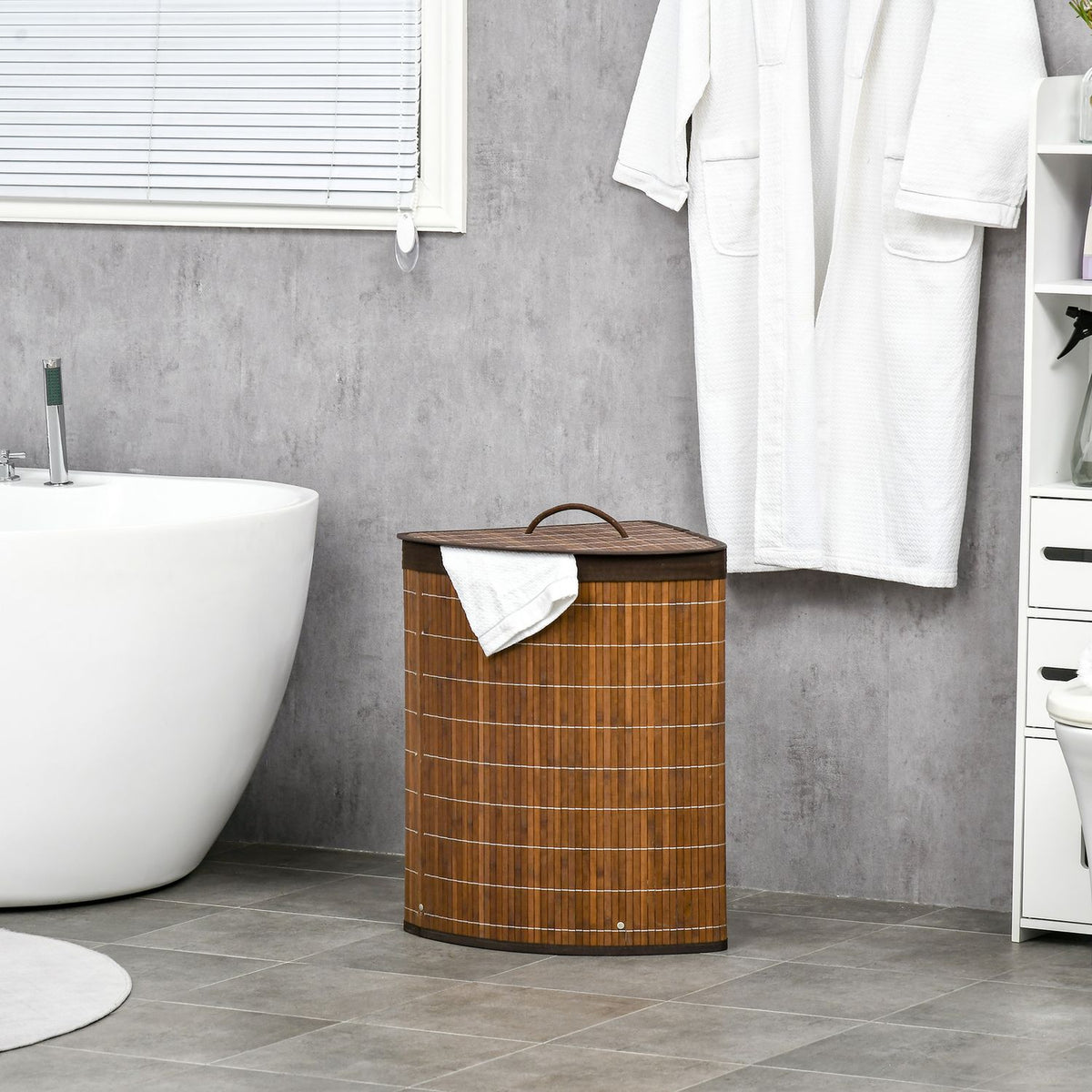 Bamboe wasmand 55L met deksel en uitneembare zak