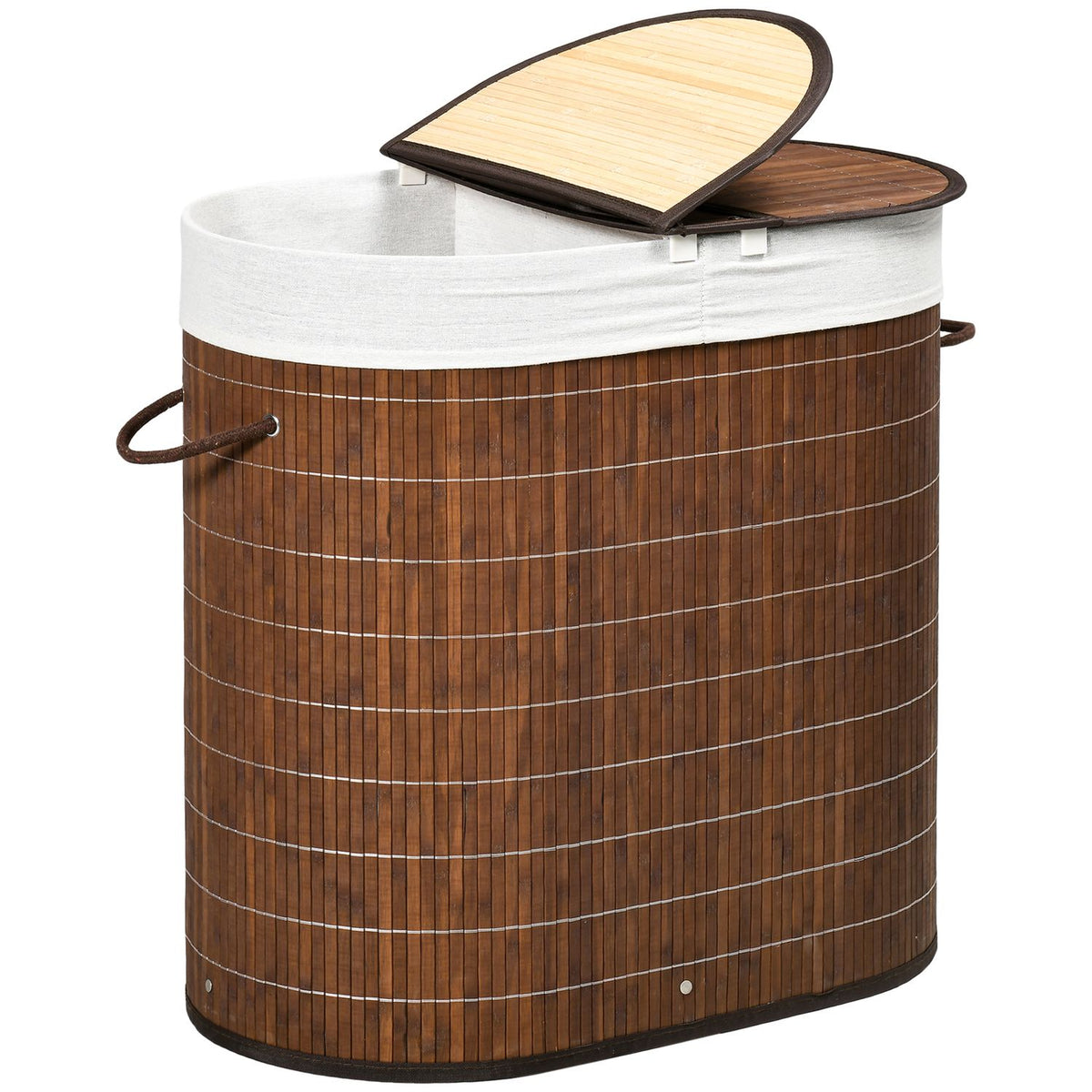 Bamboe wasmand met deksel – 100L, 2 zakken inbegrepen