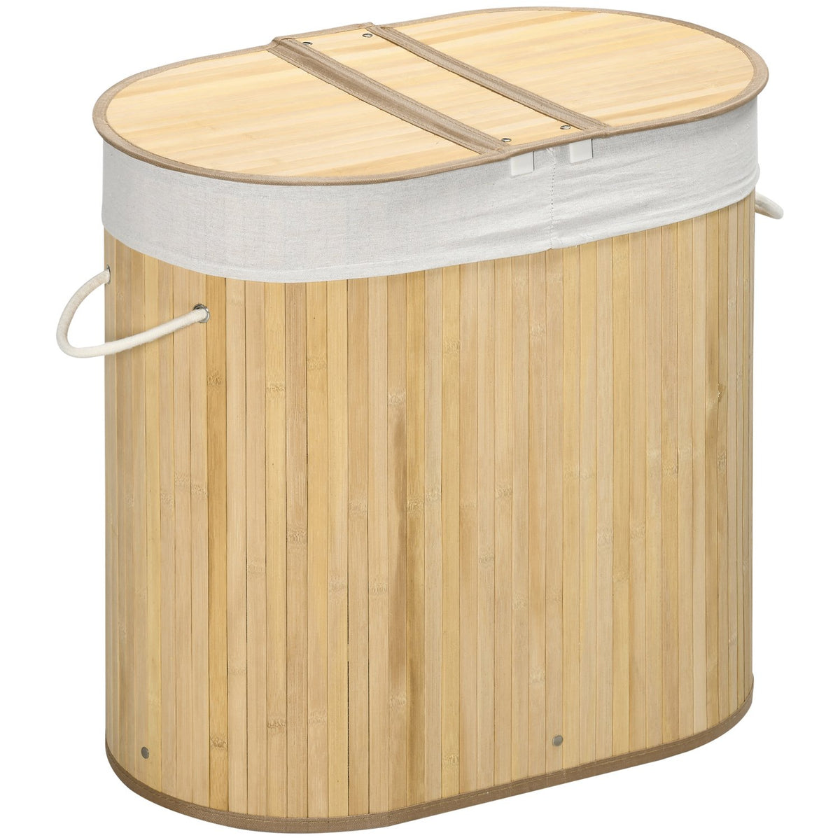 Bamboe wasmand met deksel, dubbele vakken