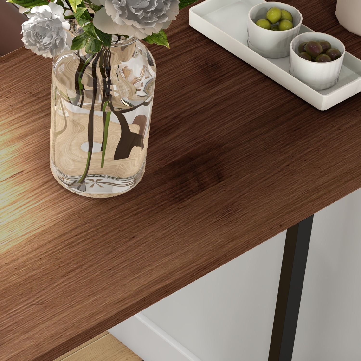 Bartafel – houtlook, 3 planken, stalen frame, 120x40x105 cm