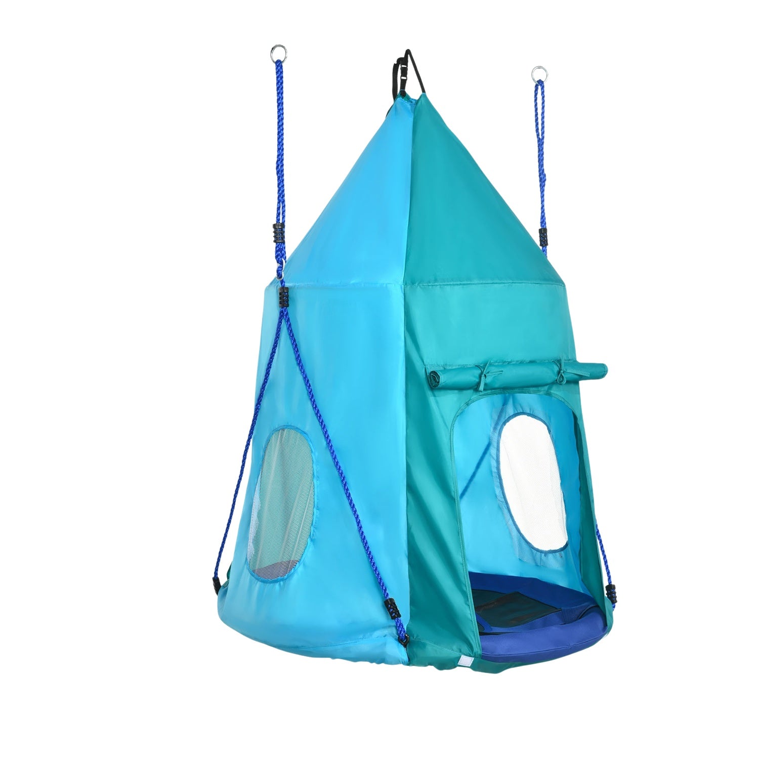Kinderhangmat met tent, verstelbaar, waterdicht, blauwgroen
