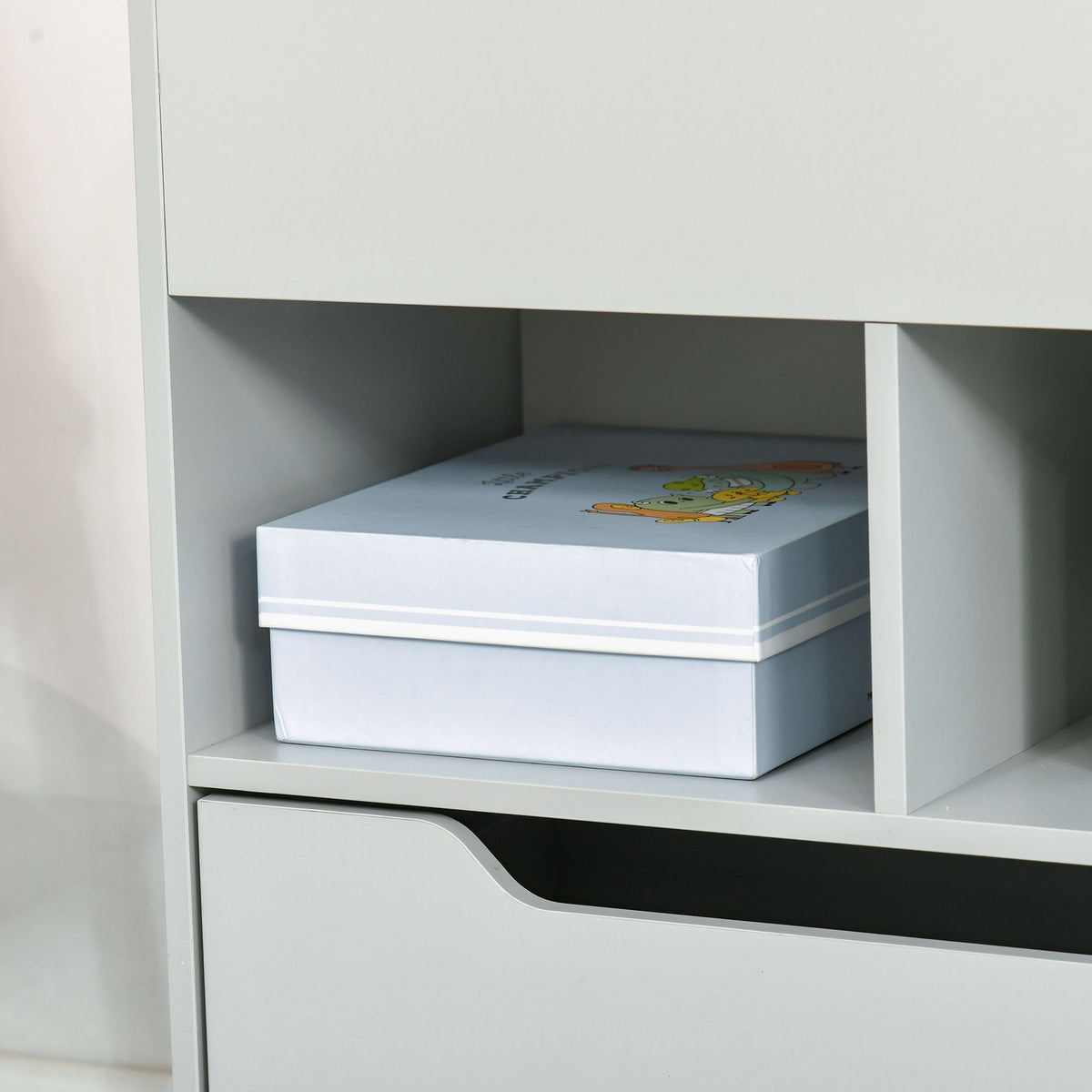 Kinderboekenkast met lade, grijs, 60 x 30 x 90 cm