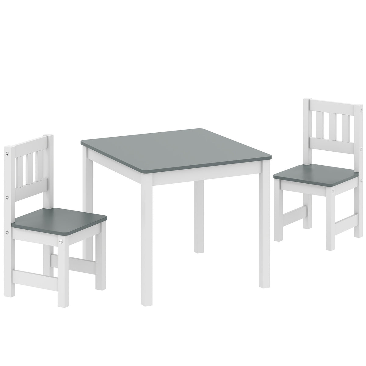 Kindertafel en stoelenset, 3-delig, grijs, hout