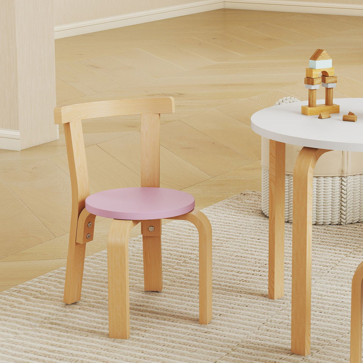 Kindertafel- en stoelenset, 5-delig, kleurrijk massief hout