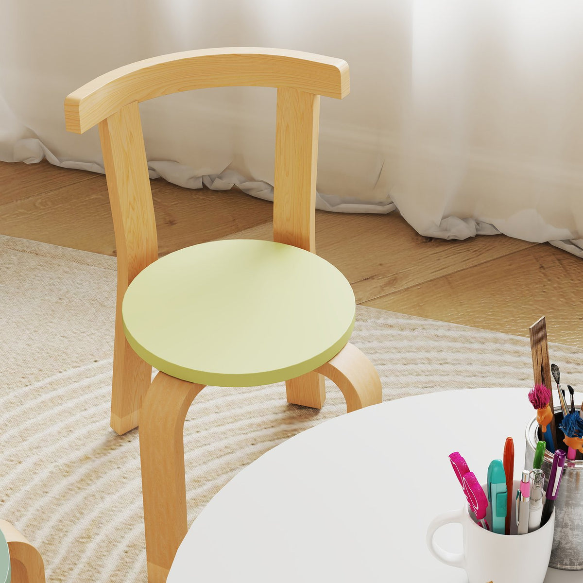 Kindertafel- en stoelenset, 5-delig, kleurrijk massief hout
