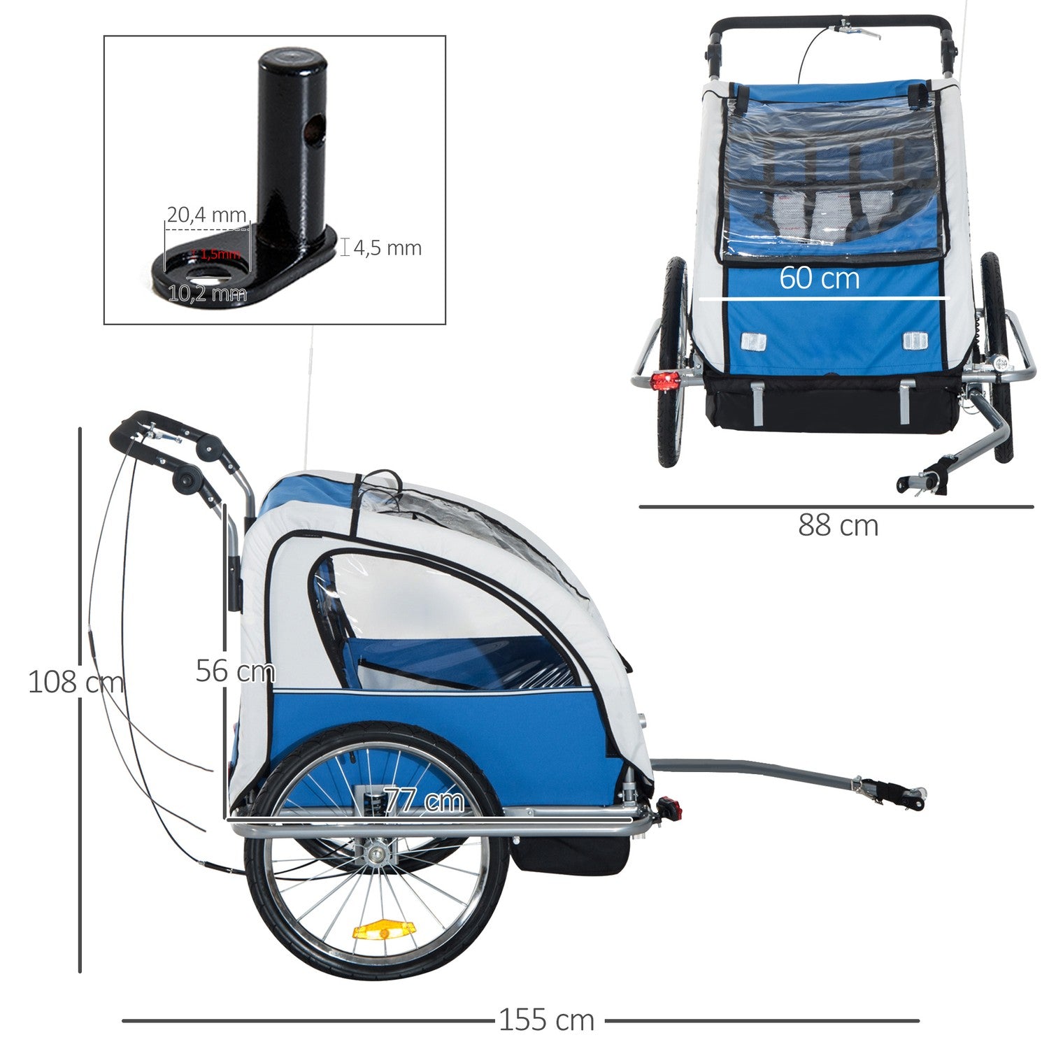 Kinderfietskar, blauw – regenhoes, ademende stof