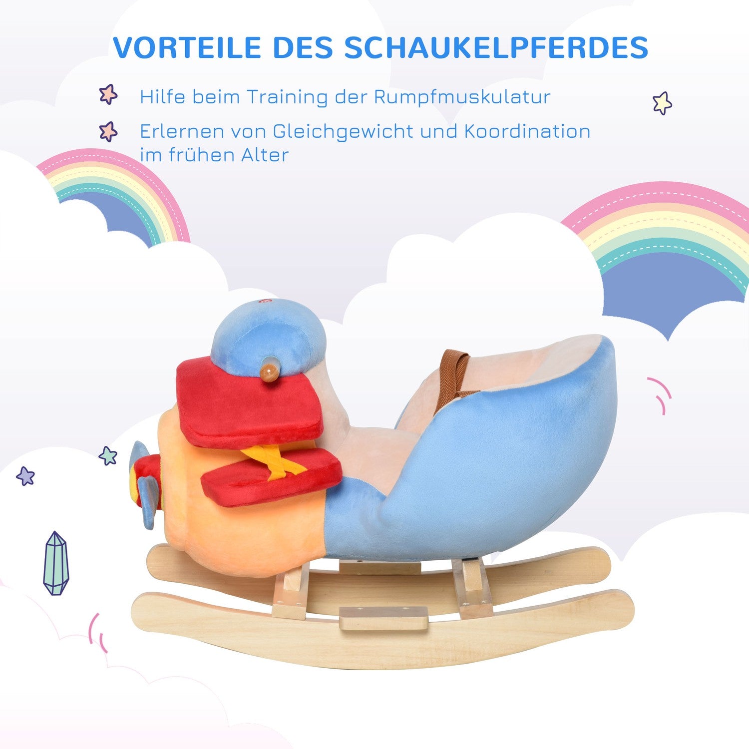 Hobbelschaap voor kinderen – Blauw & Rood, 60x33x45 cm