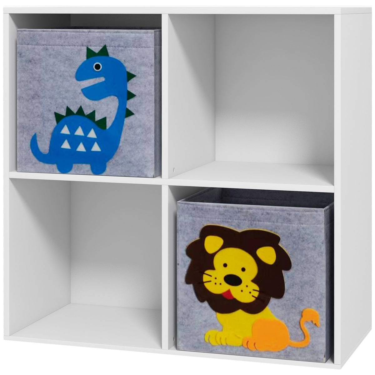 Opbergrek voor kinderen met kubussen en lades, MDF, wit