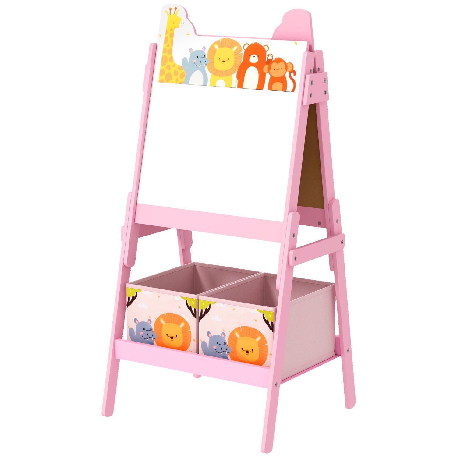 2-in-1 roze schildersezel voor kinderen – Schoolbord & Whiteboard