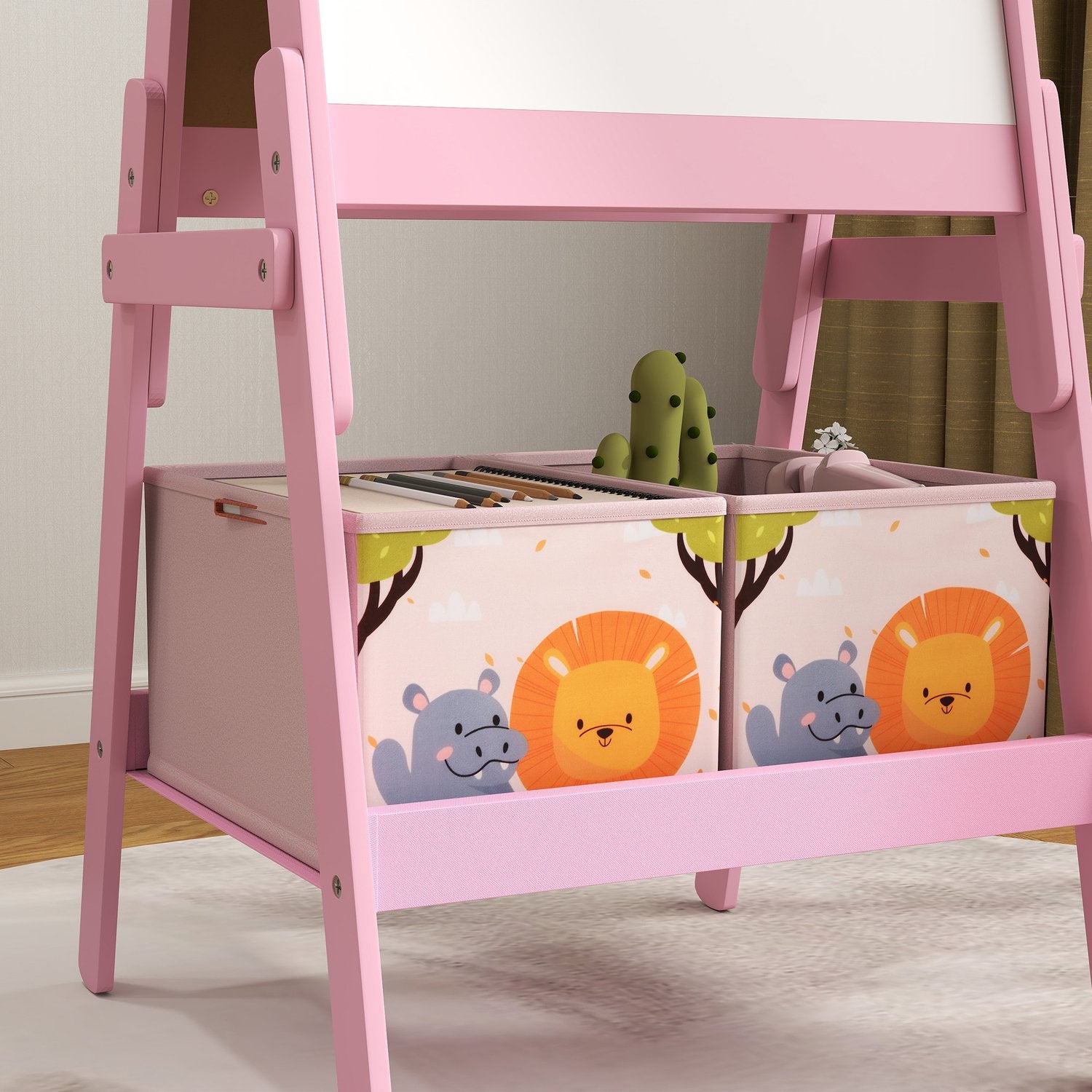 2-in-1 roze schildersezel voor kinderen – Schoolbord & Whiteboard