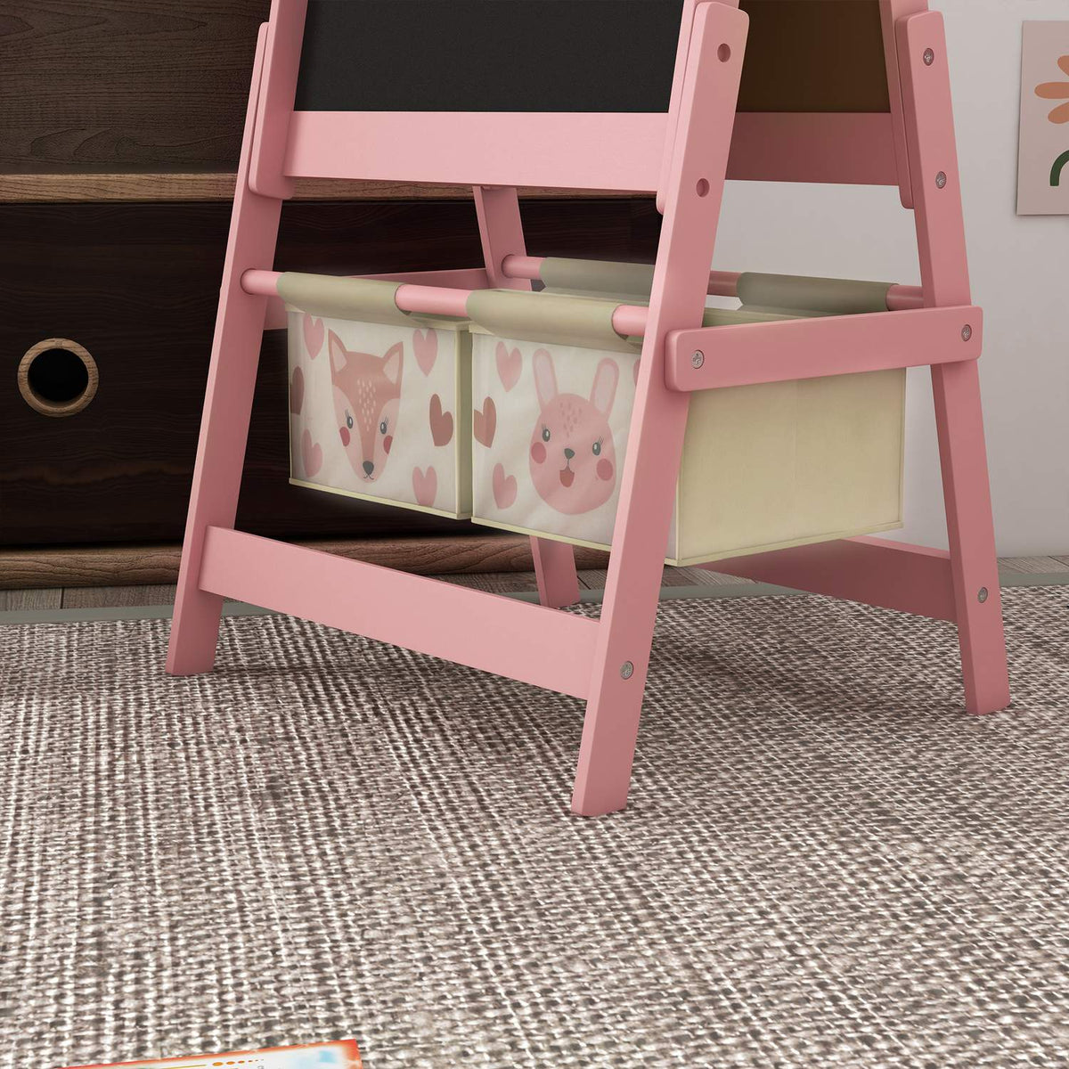3-in-1 kindersezeltje, roze, whiteboard en papierrol