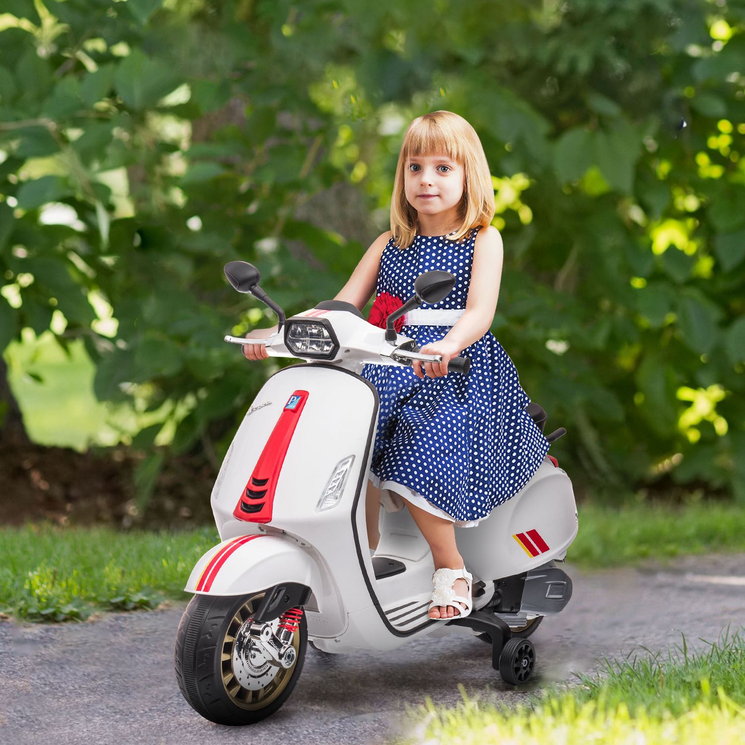 Kinder 6V elektrische motorfiets met MP3, LED, USB, Wit