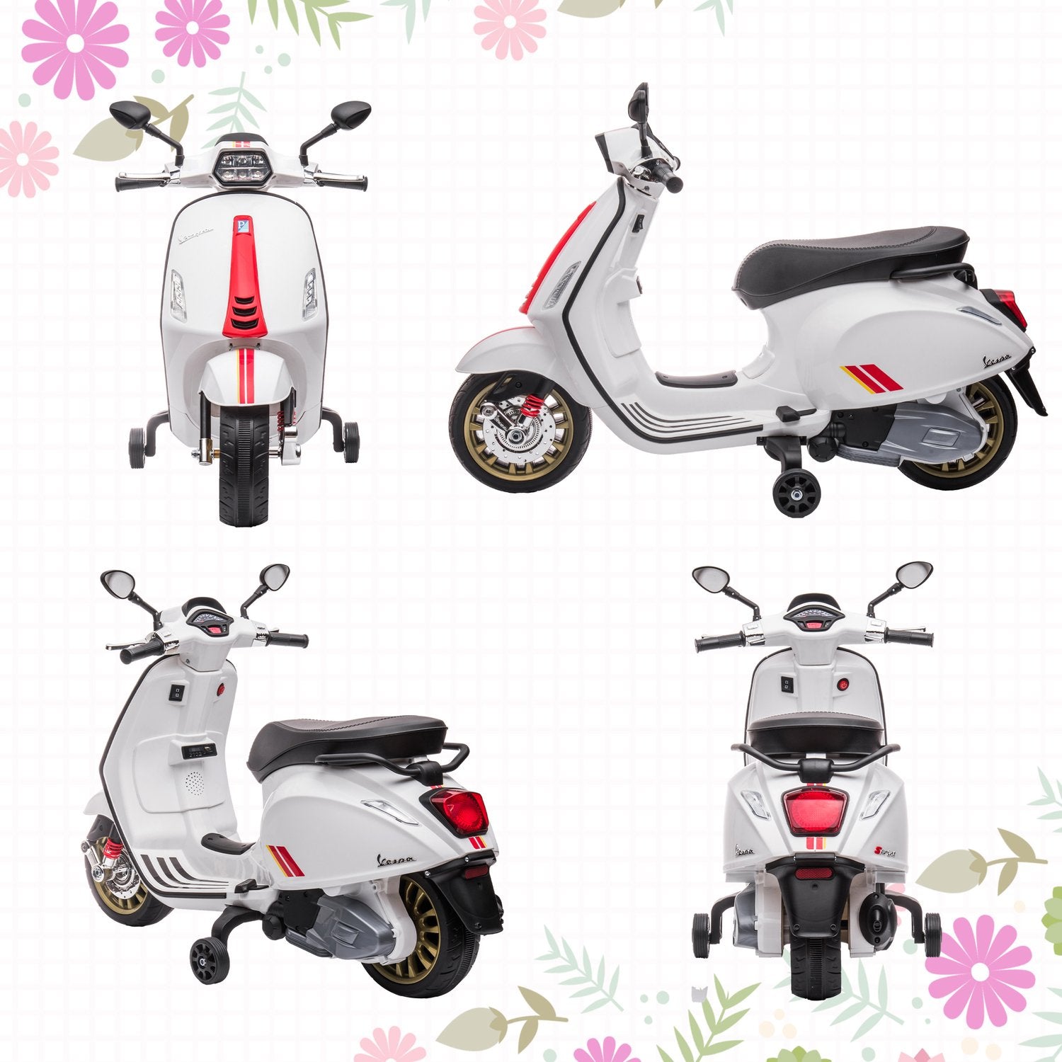 Kinder 6V elektrische motorfiets met MP3, LED, USB, Wit