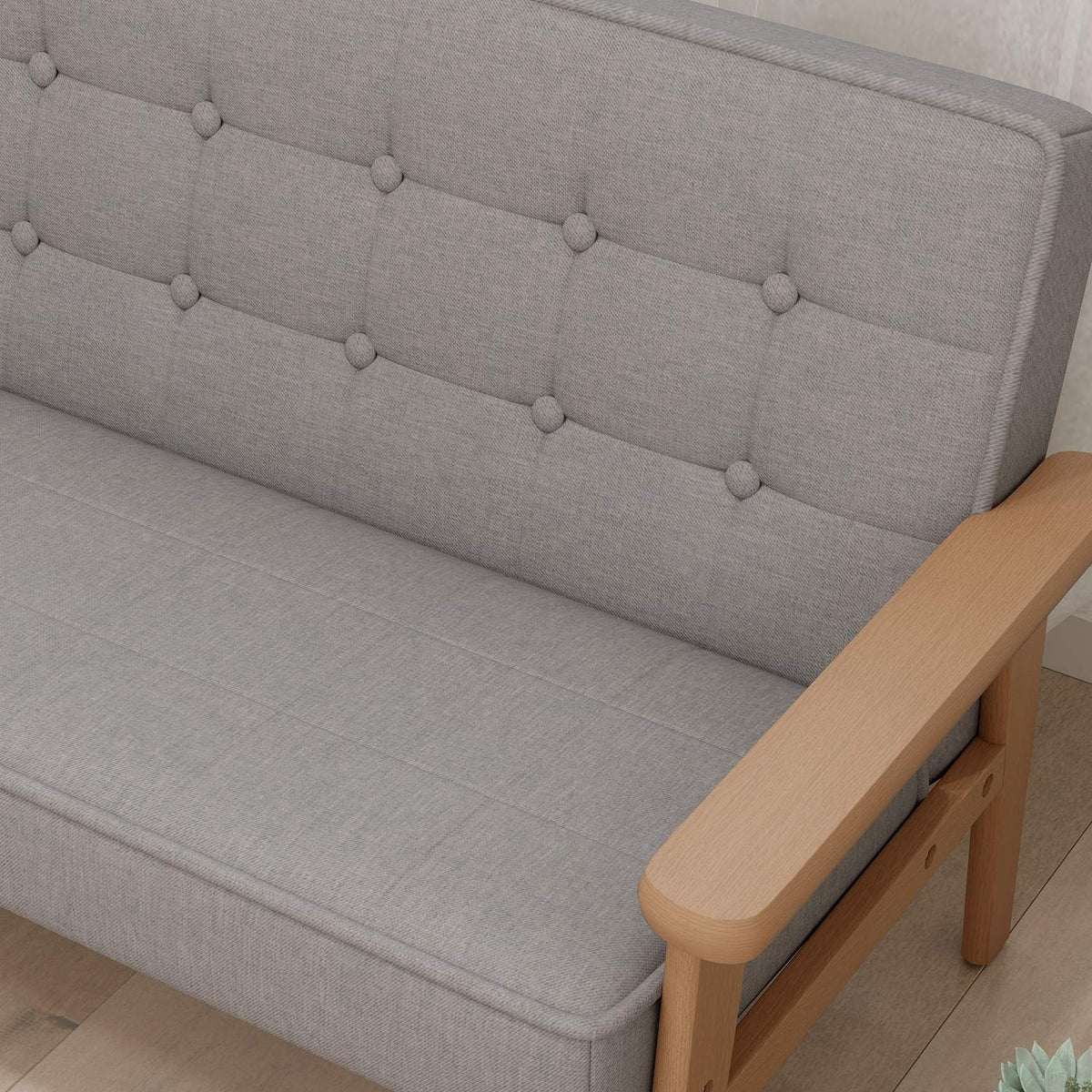 Kinderbank, fluweelachtige look, houten frame, voor kinderen van 3–15 jaar, grijs
