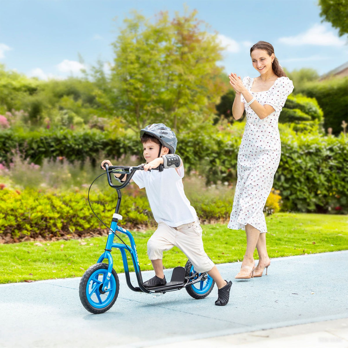 Kinderstep, verstelbaar stuur, grote wielen, blauw