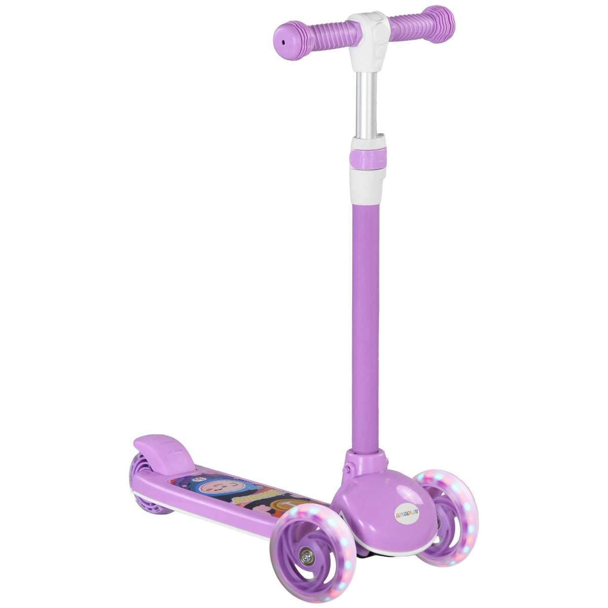 Kinderstep met led-wielen, verstelbare hoogte, paars