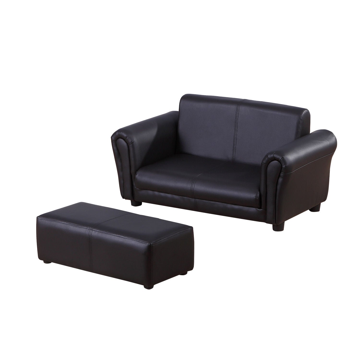 Kinder fauteuil & poef set zwart – Comfortabel 83cm