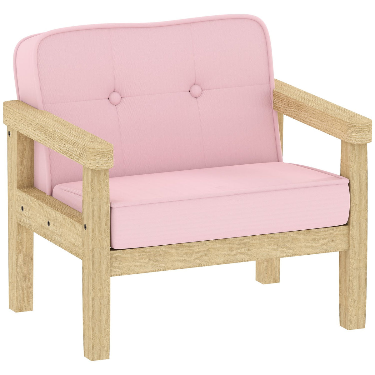 Kinderstoel van ribfluweel, schuim en houten poten, 3-8 jaar, roze