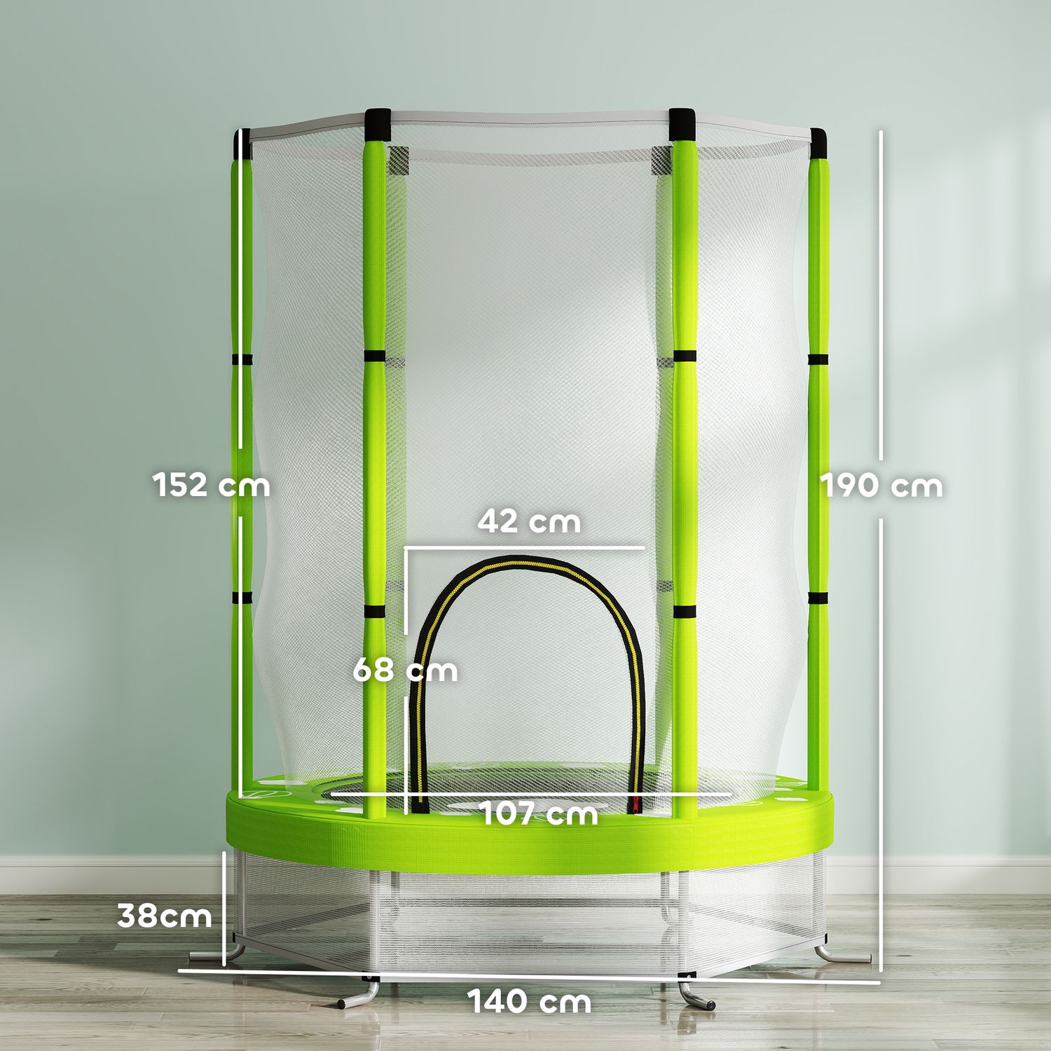 Kindertrampoline 140 cm met veiligheidsnet, groen