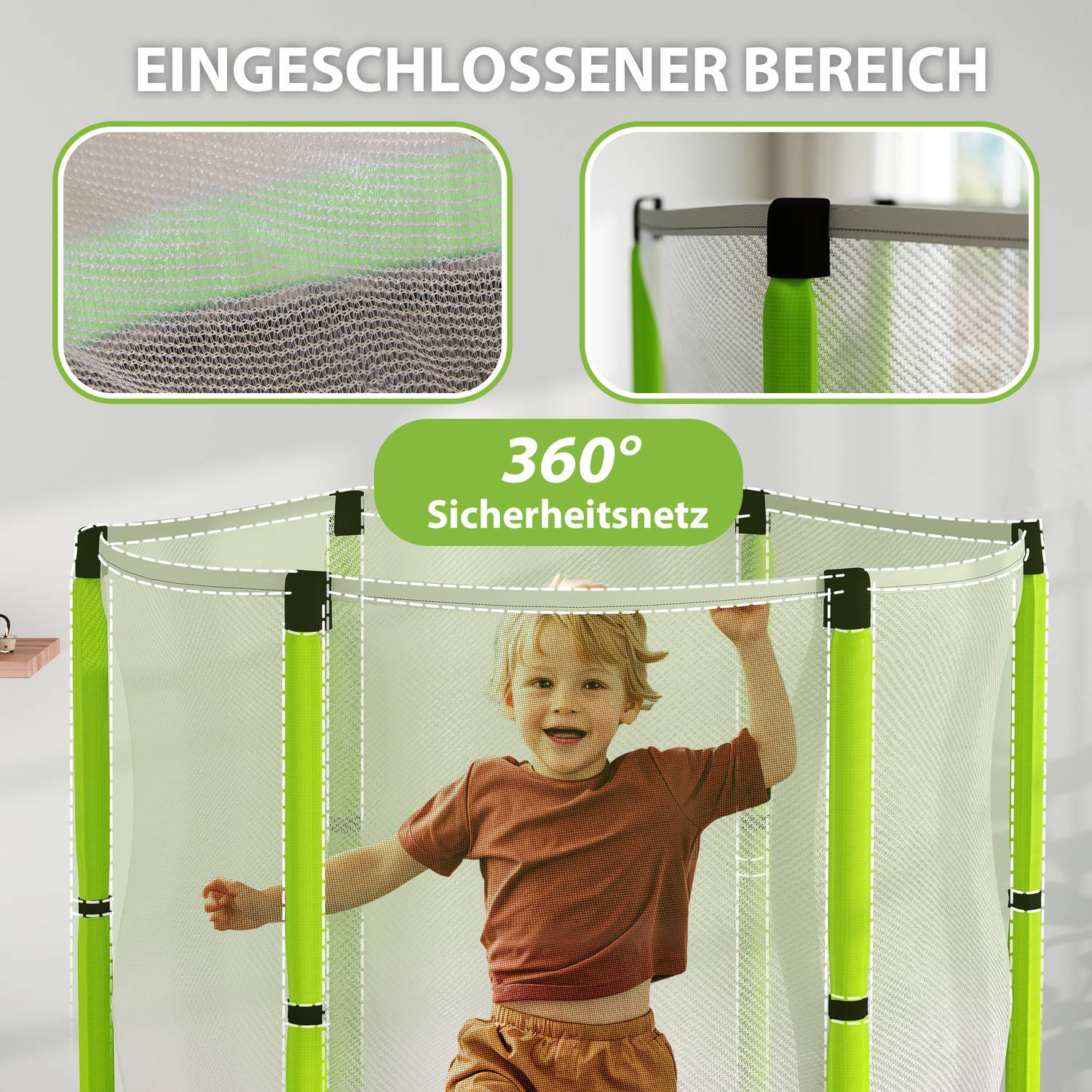 Kindertrampoline 140 cm met veiligheidsnet, groen