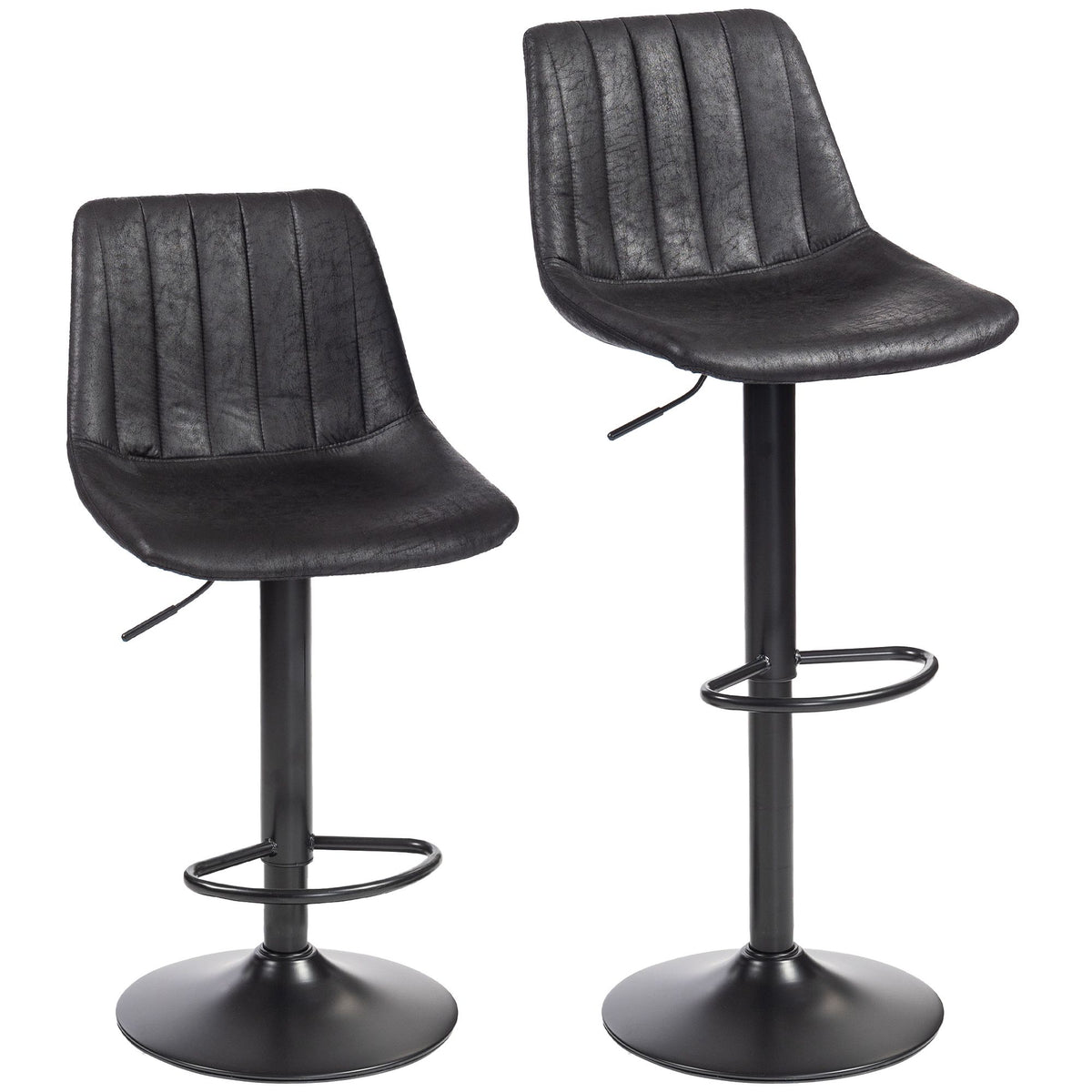 Barstoelen, set van 2, retro, in hoogte verstelbaar, zwart