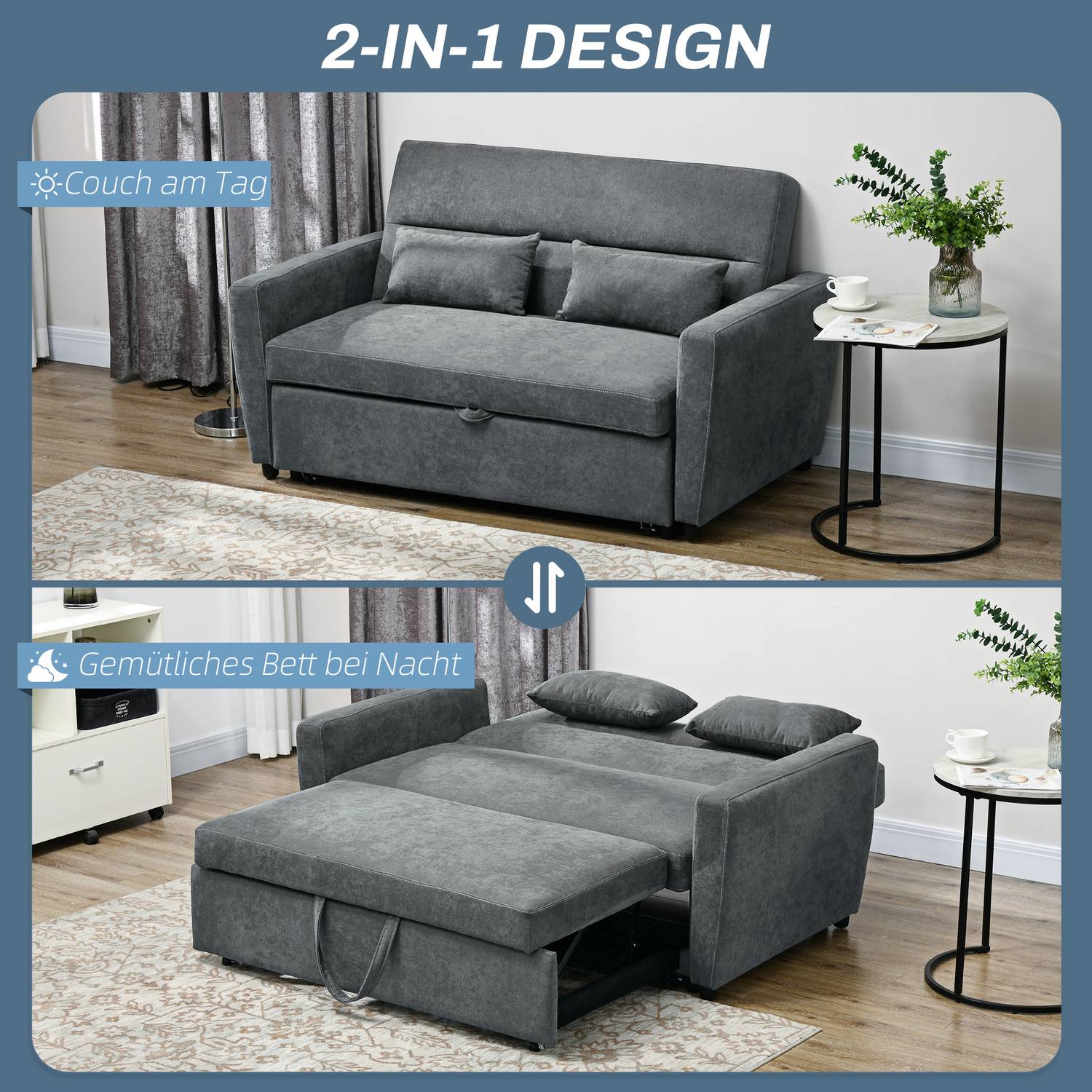 Slaapbank, fluwelen look, verstelbare rugleuning, 2-zits