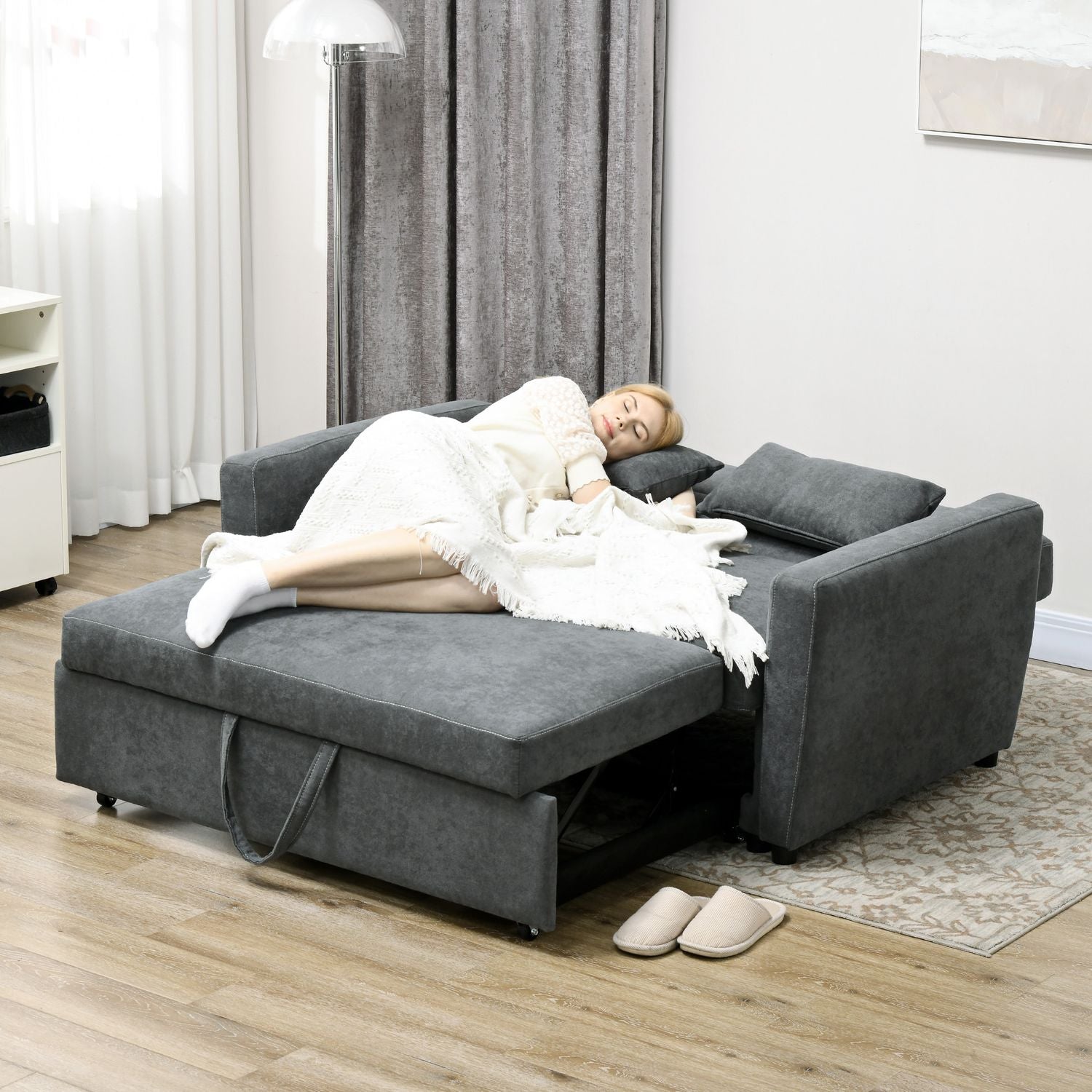 Slaapbank, fluwelen look, verstelbare rugleuning, 2-zits