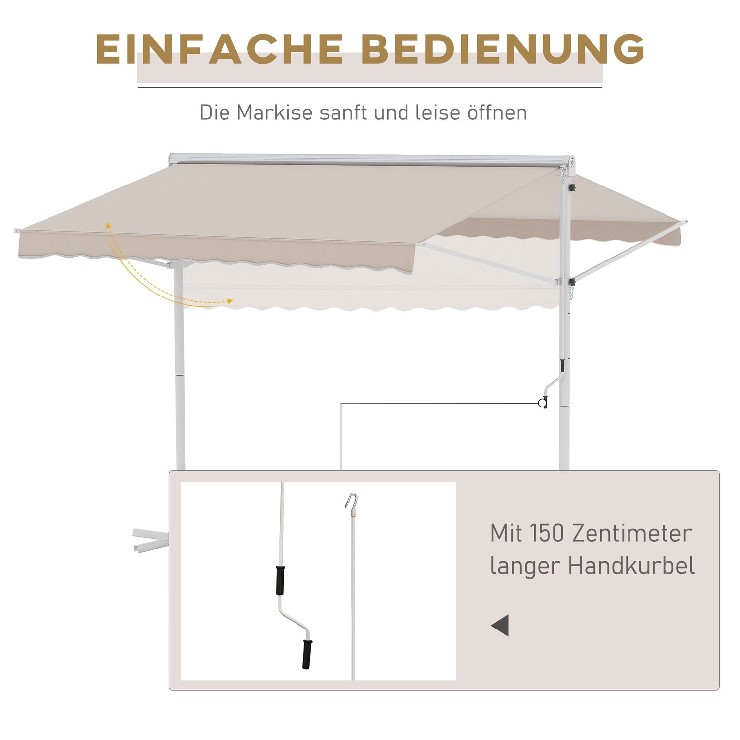 Beige Terrasluifel Met Knikarm 3x3M