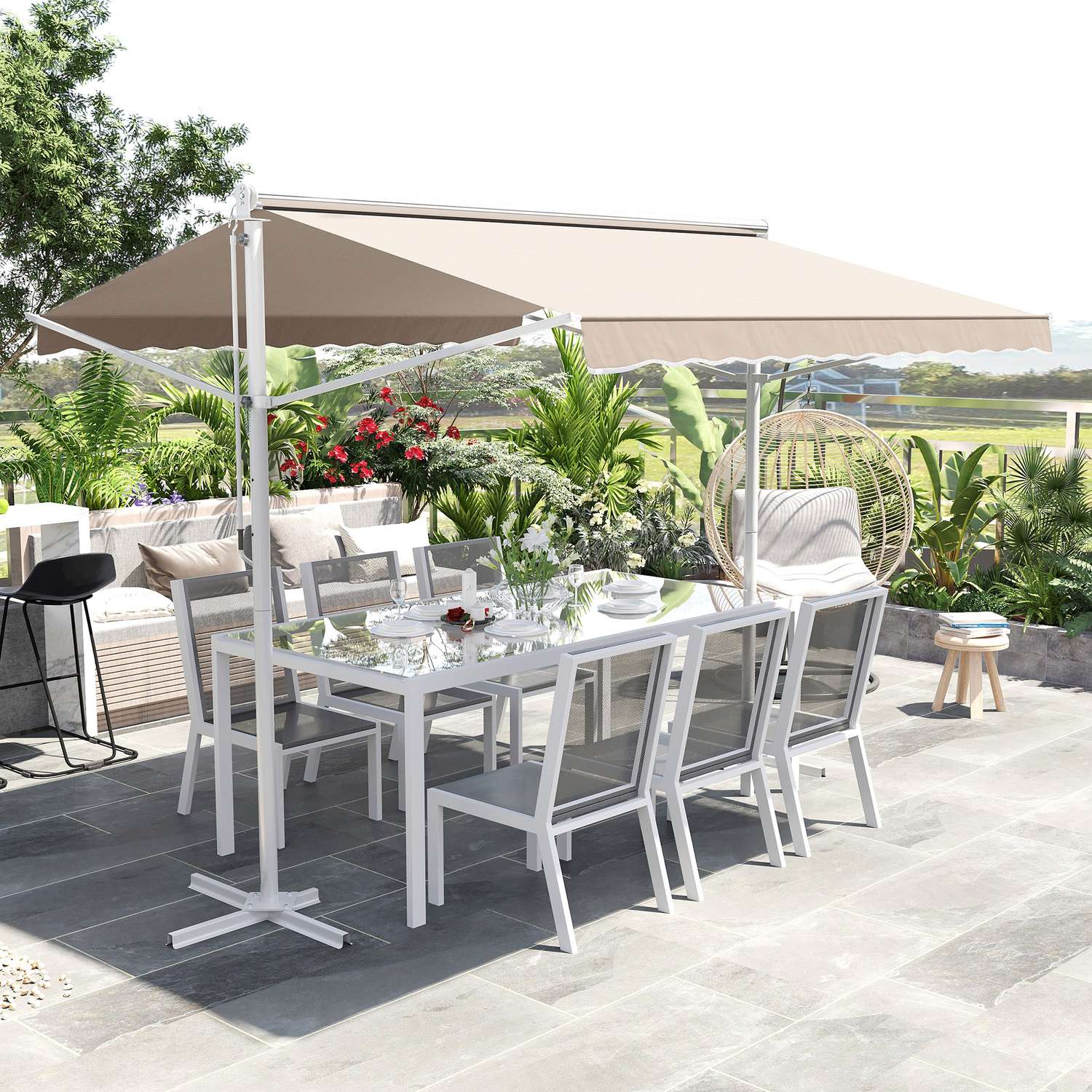 Beige Terrasluifel Met Knikarm 3x3M